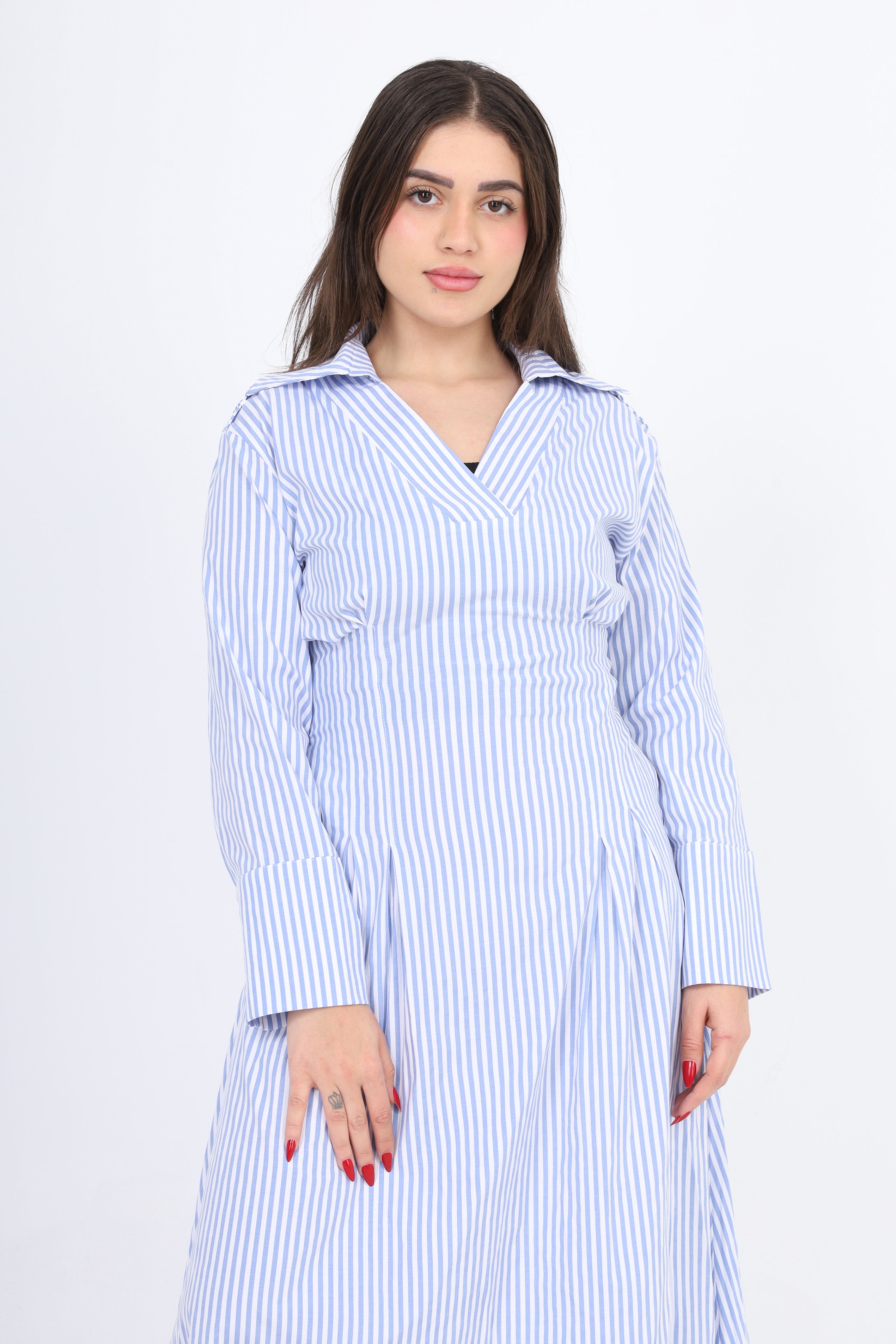 Striped Maxi Dress with V-Neck s1514619/2