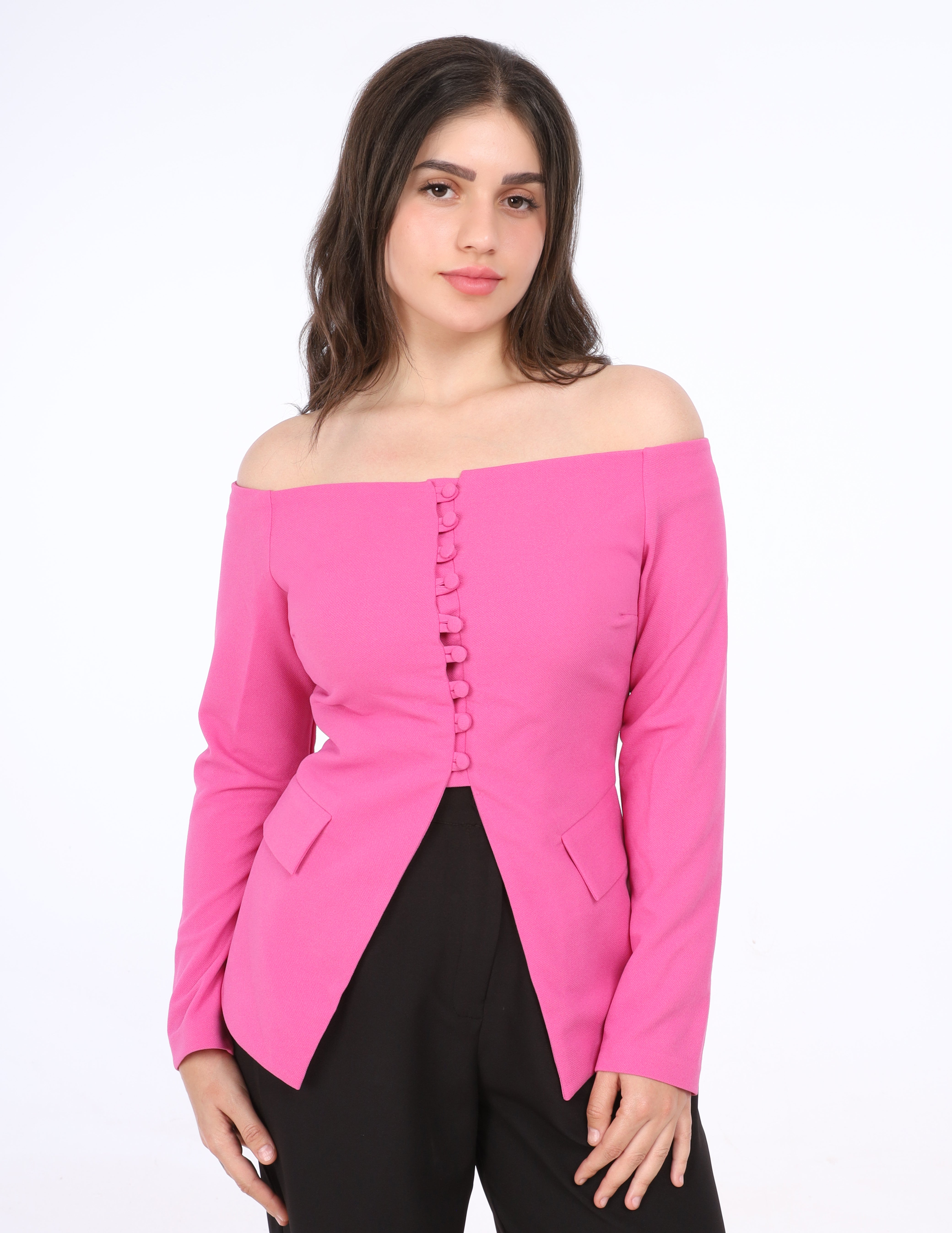 Off-Shoulder Buttoned Blazer s1516554