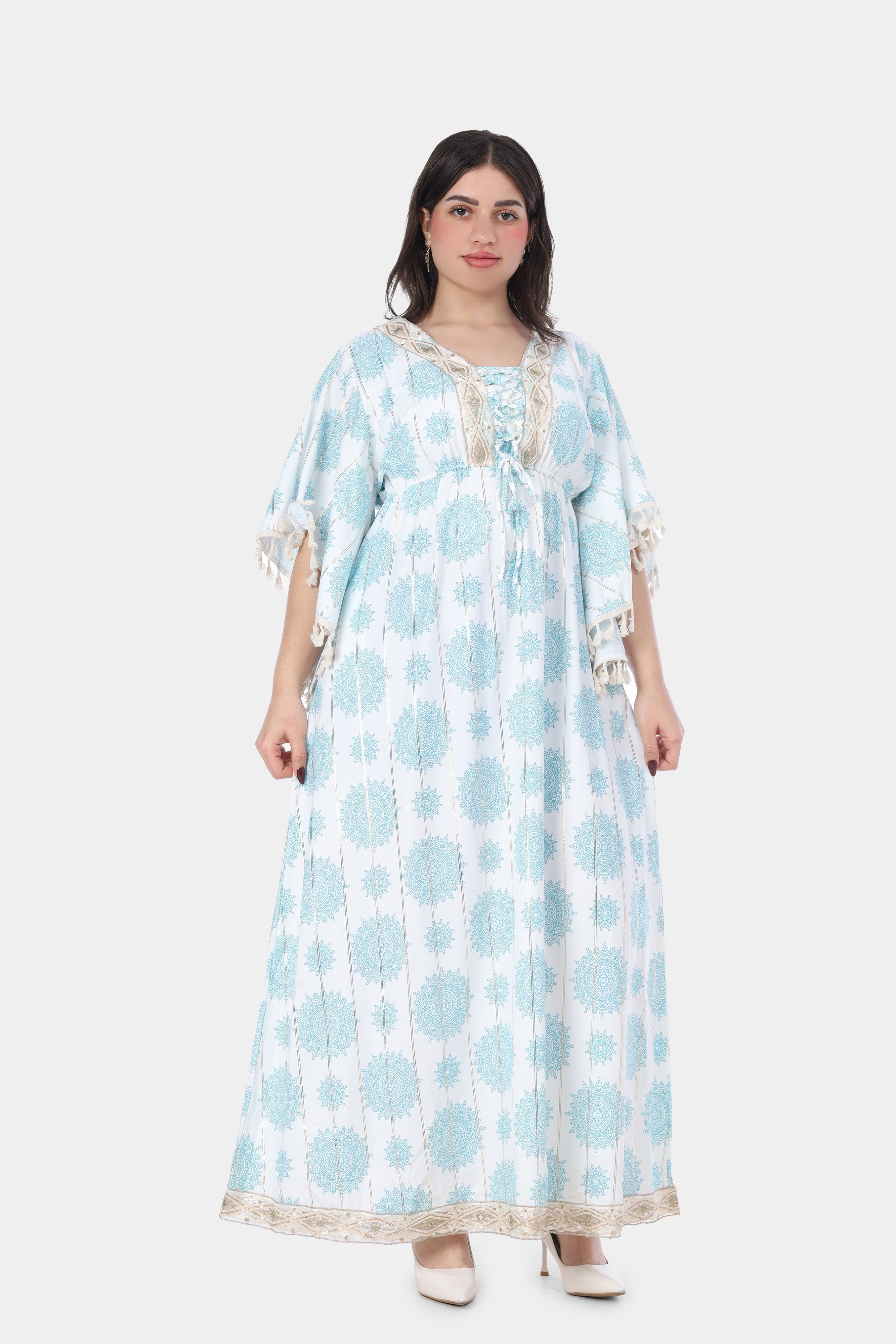 Printed Maxi Dress with Lace Trim s1516607/1