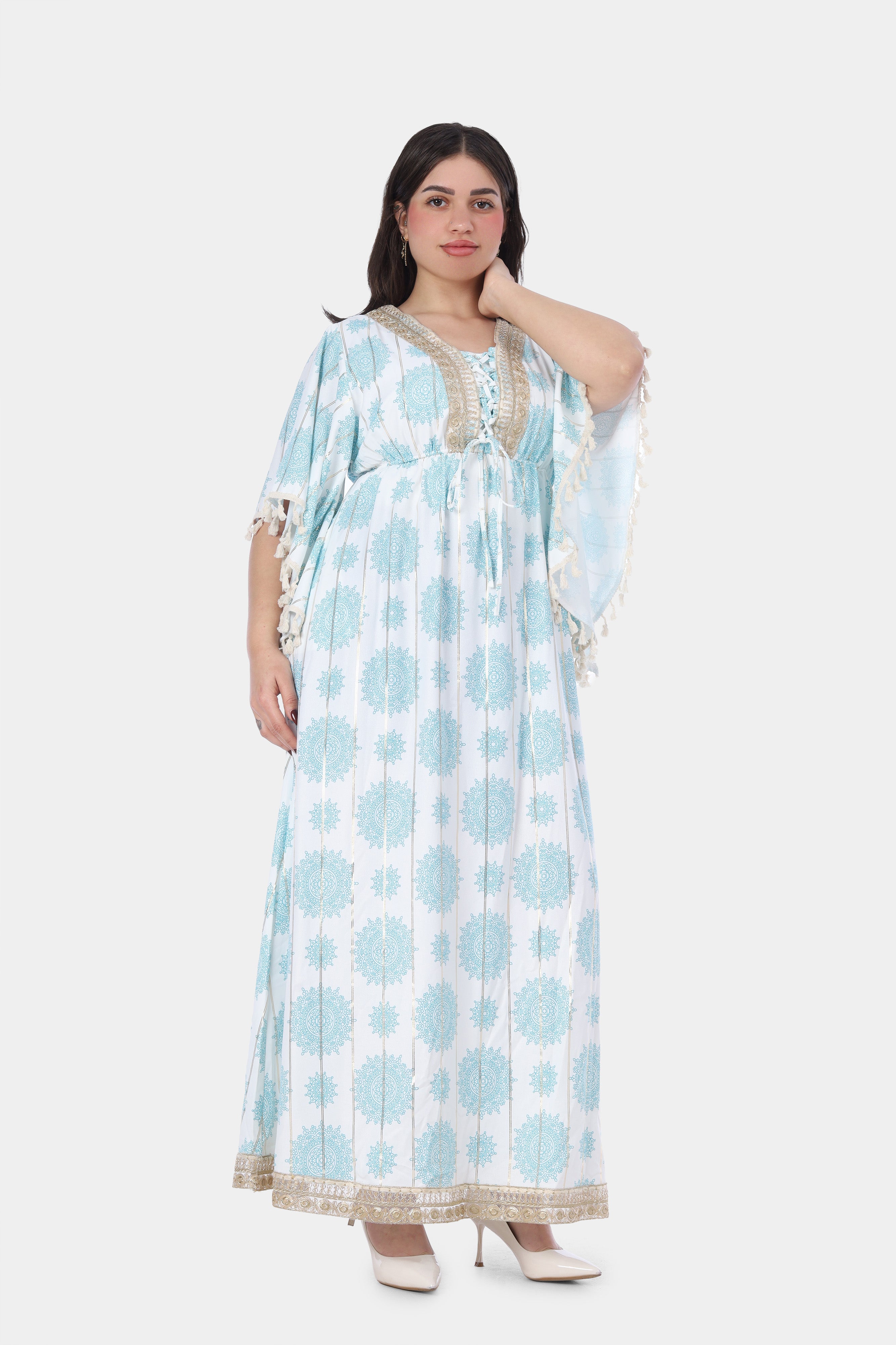 Printed Maxi Dress with Lace Trim s1516607/2