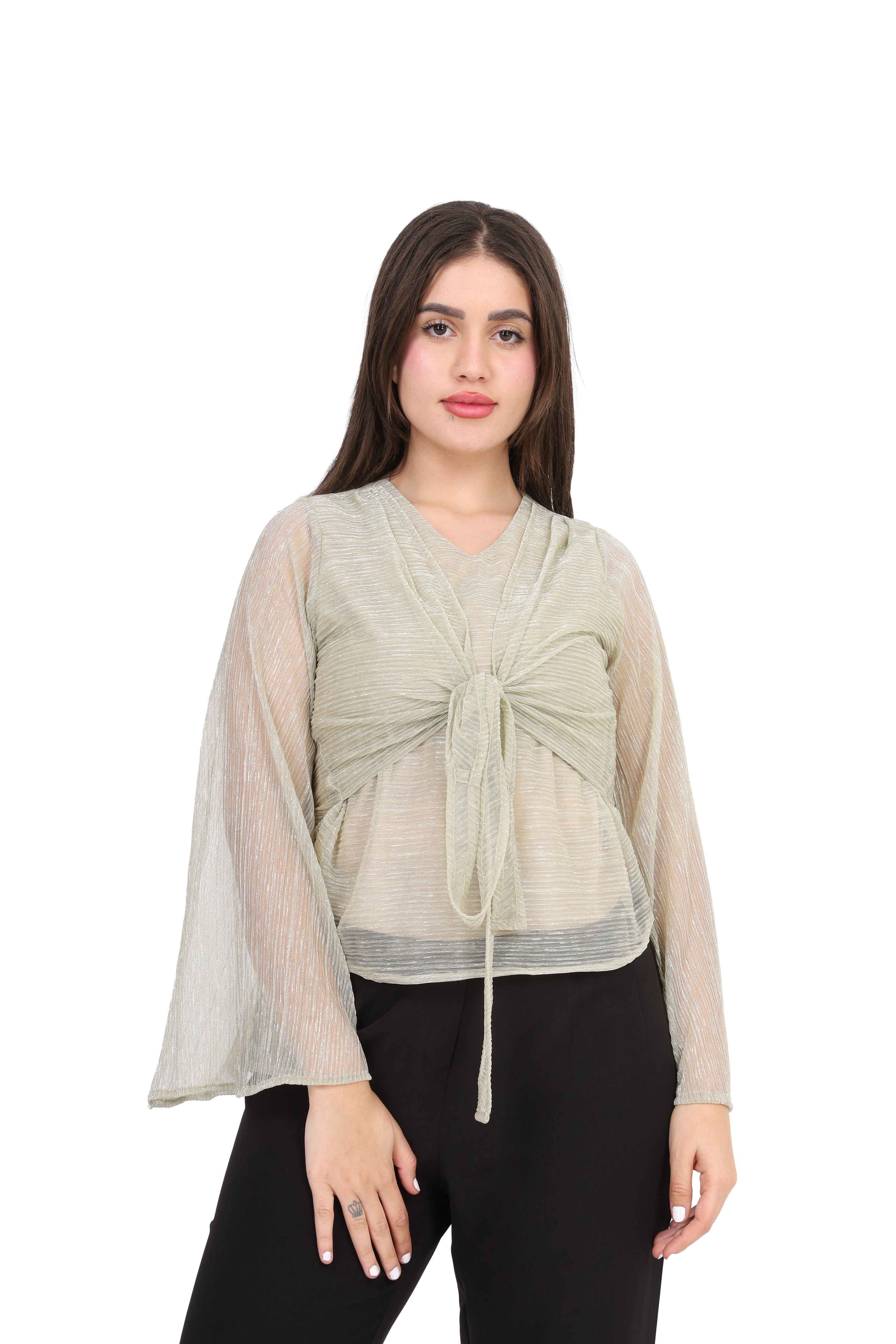 Shimmer Front Tie Blouse s1518690