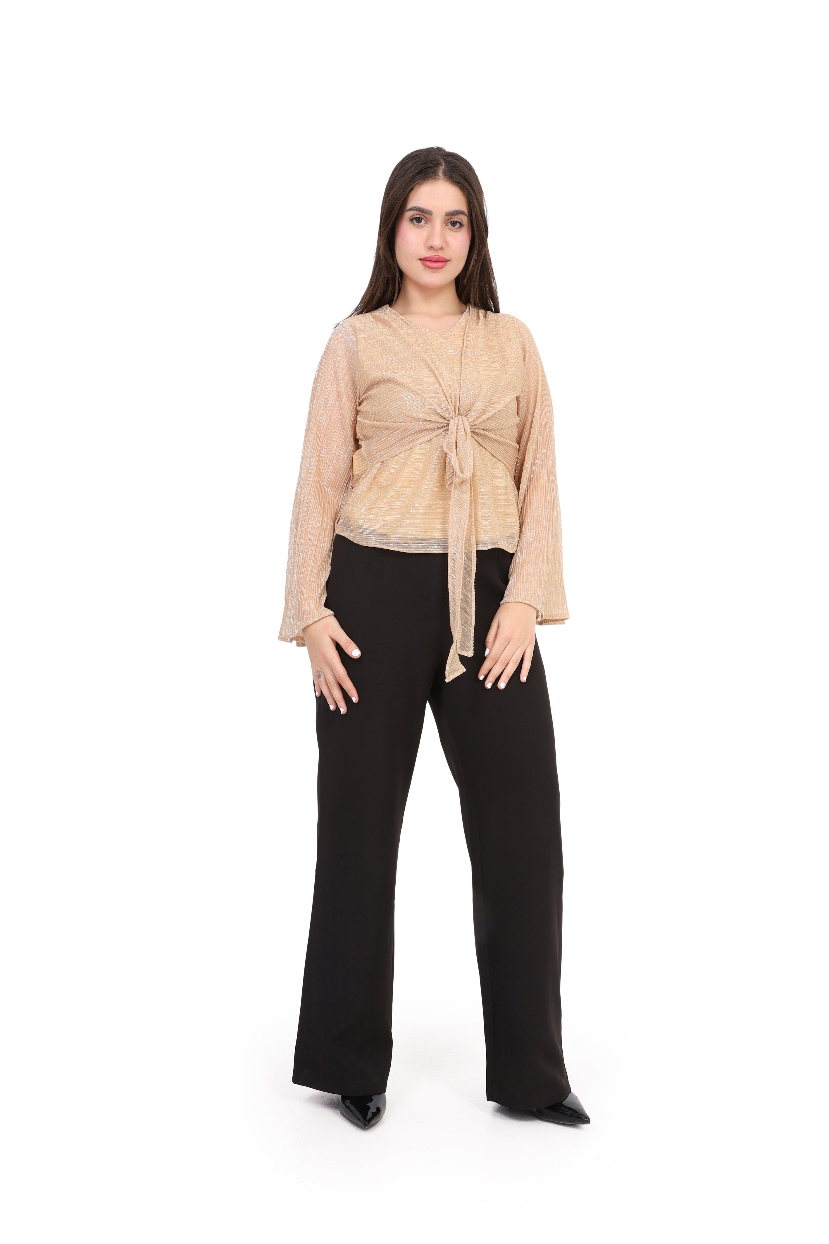 Shimmer Front Tie Blouse s1518690
