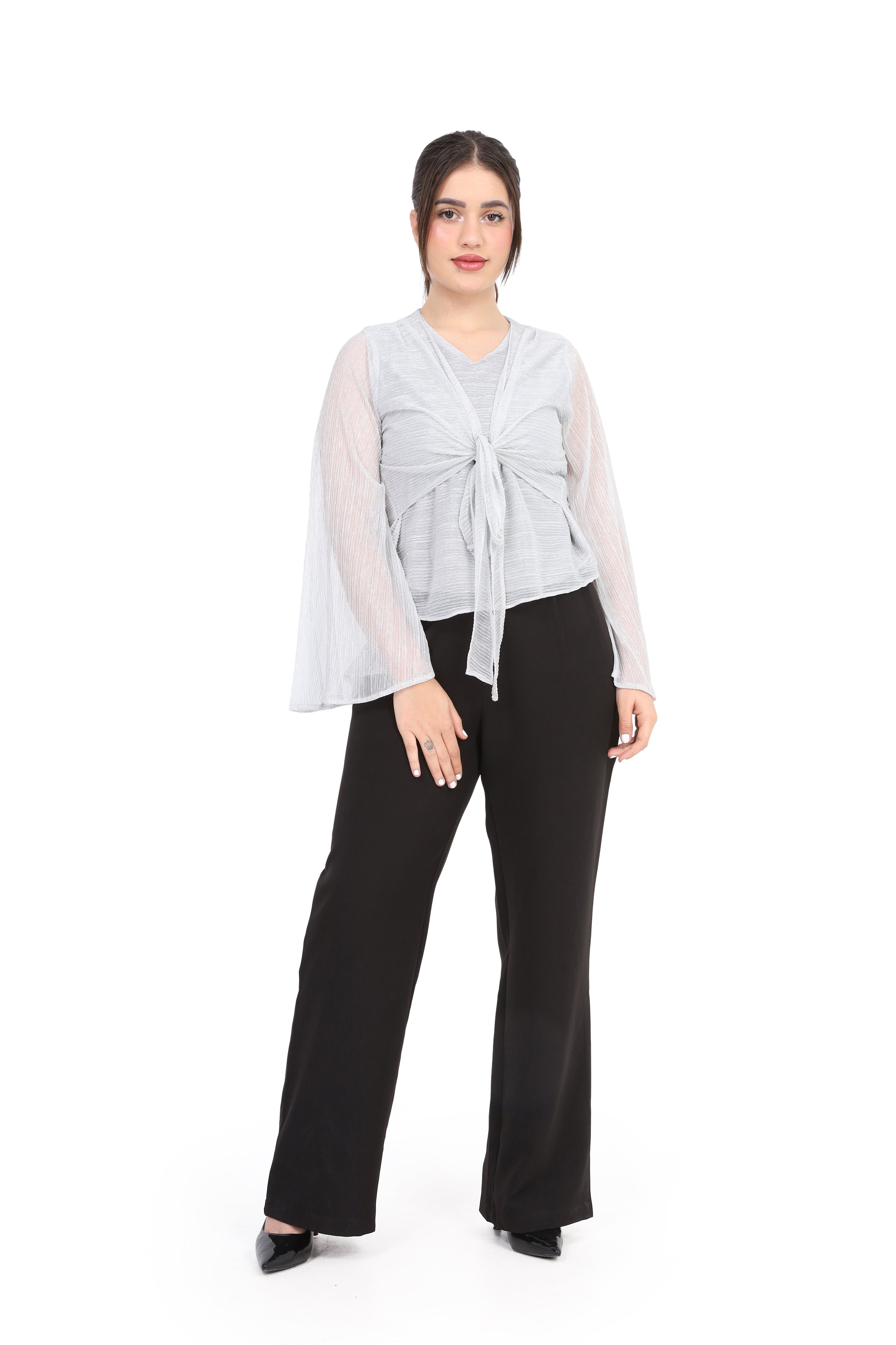 Shimmer Front Tie Blouse s1518690