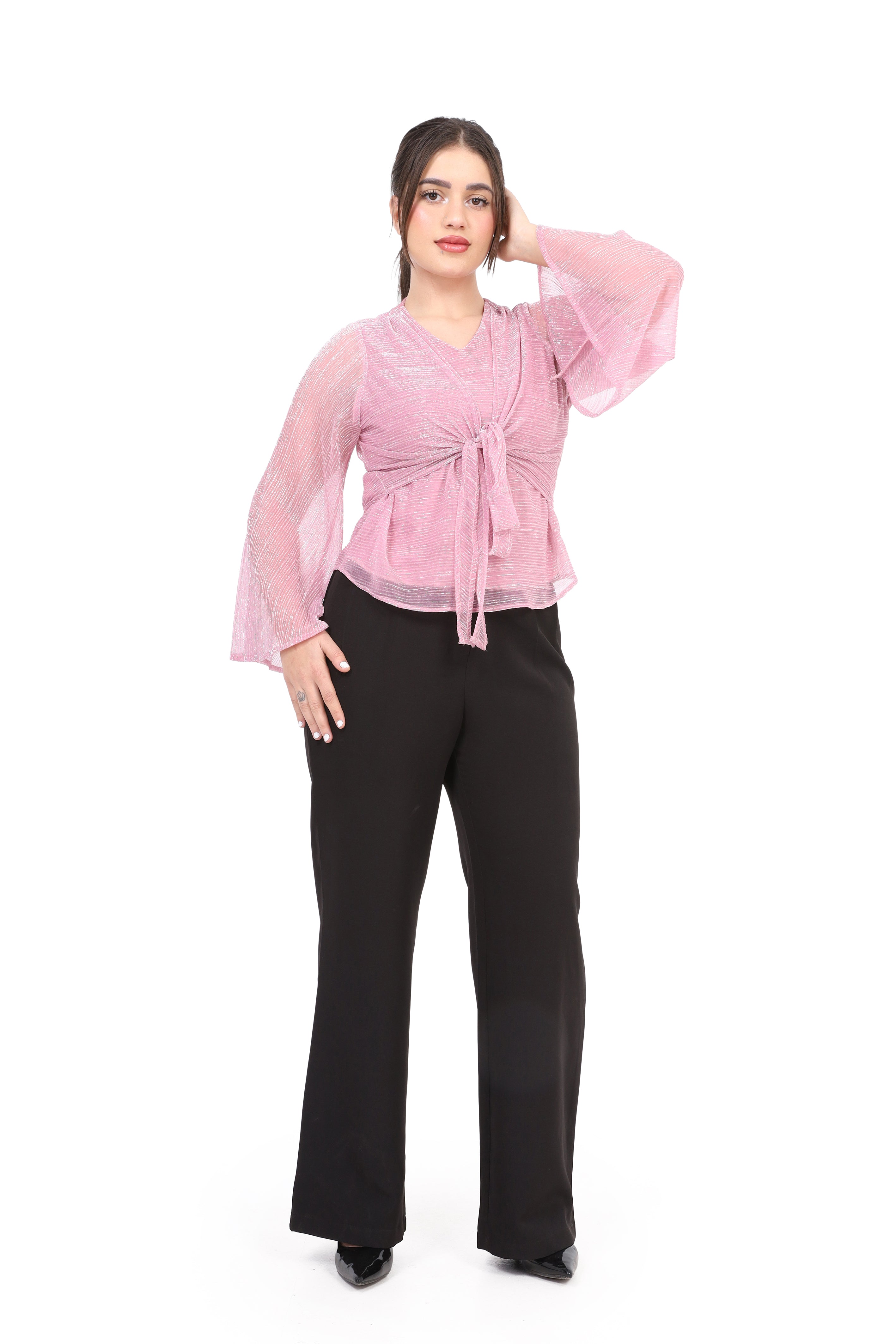 Shimmer Front Tie Blouse s1518690