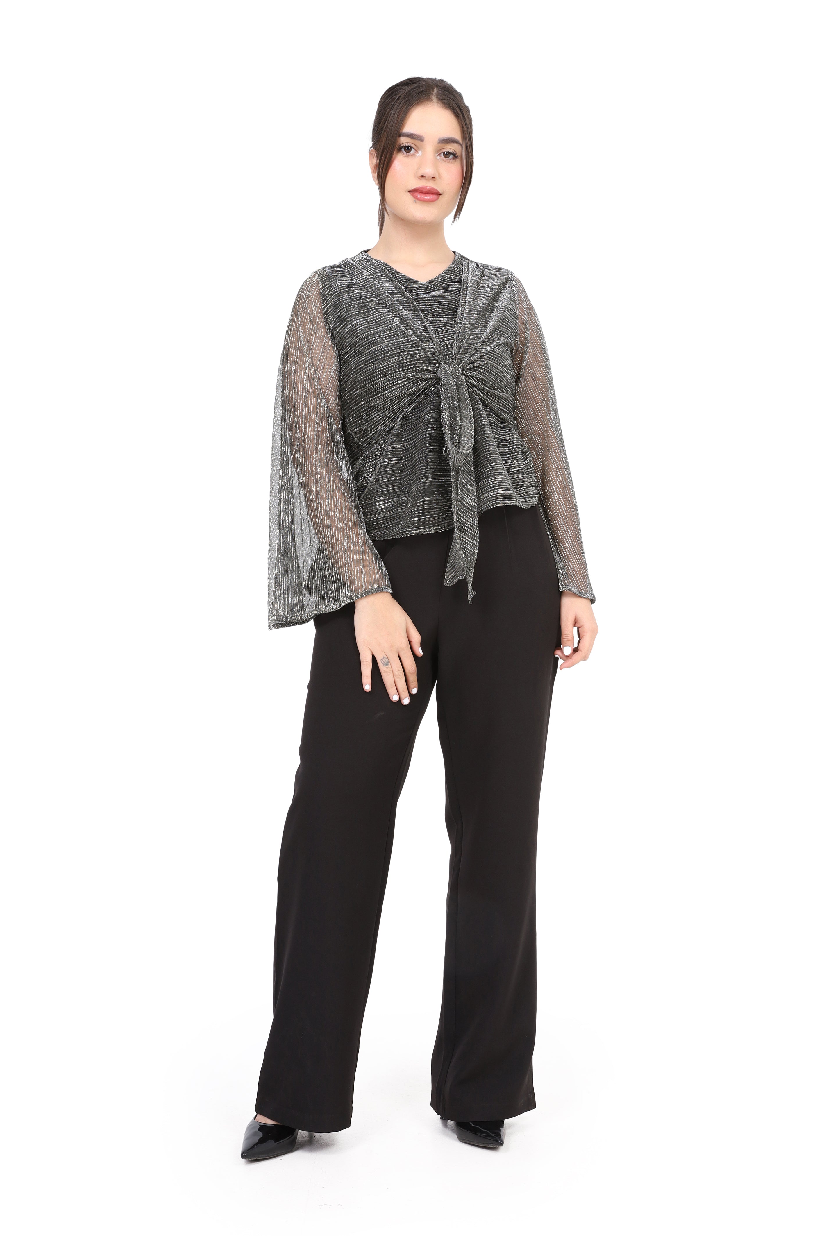 Shimmer Front Tie Blouse s1518690