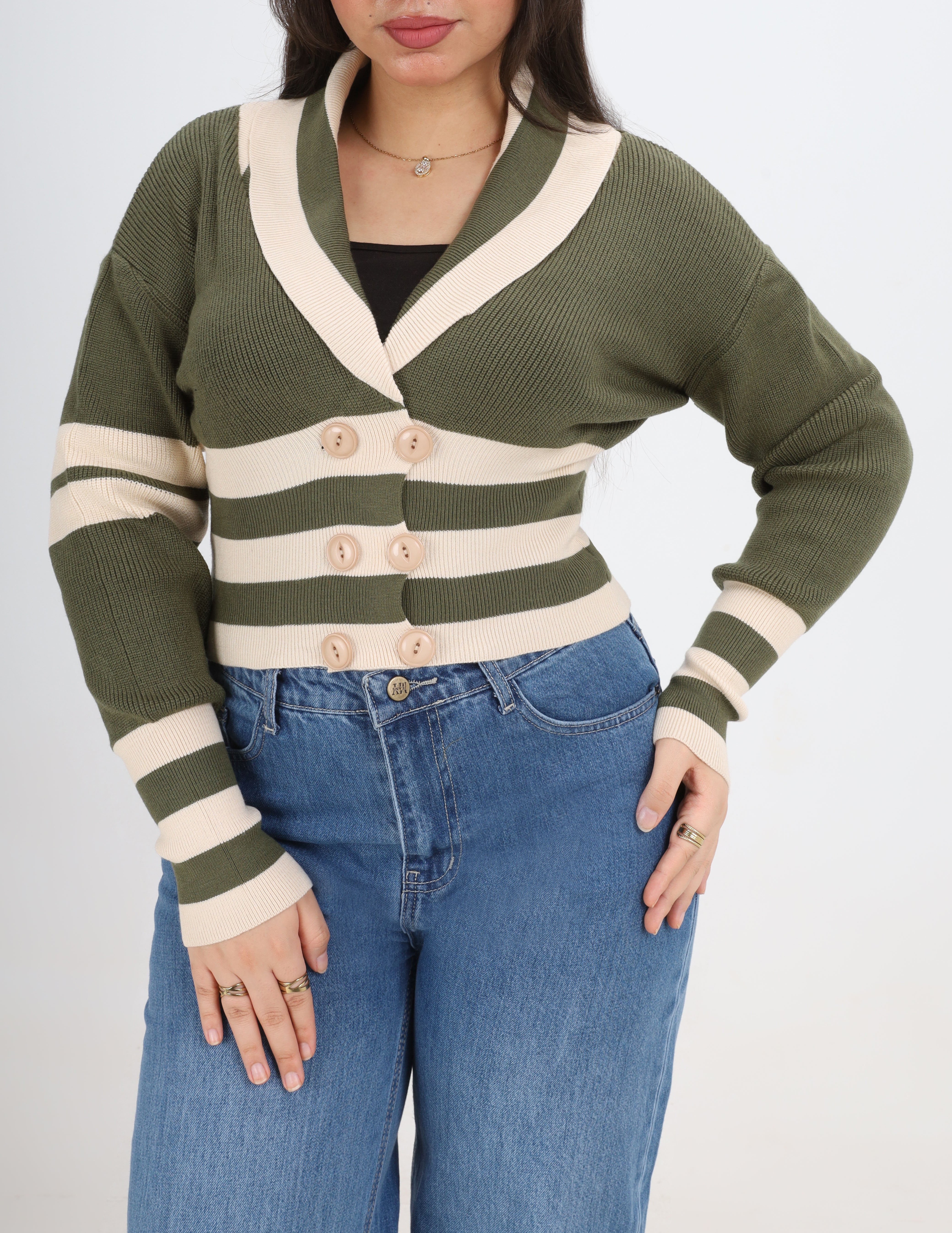 Buttoned Collar Knit Pullover w16252667