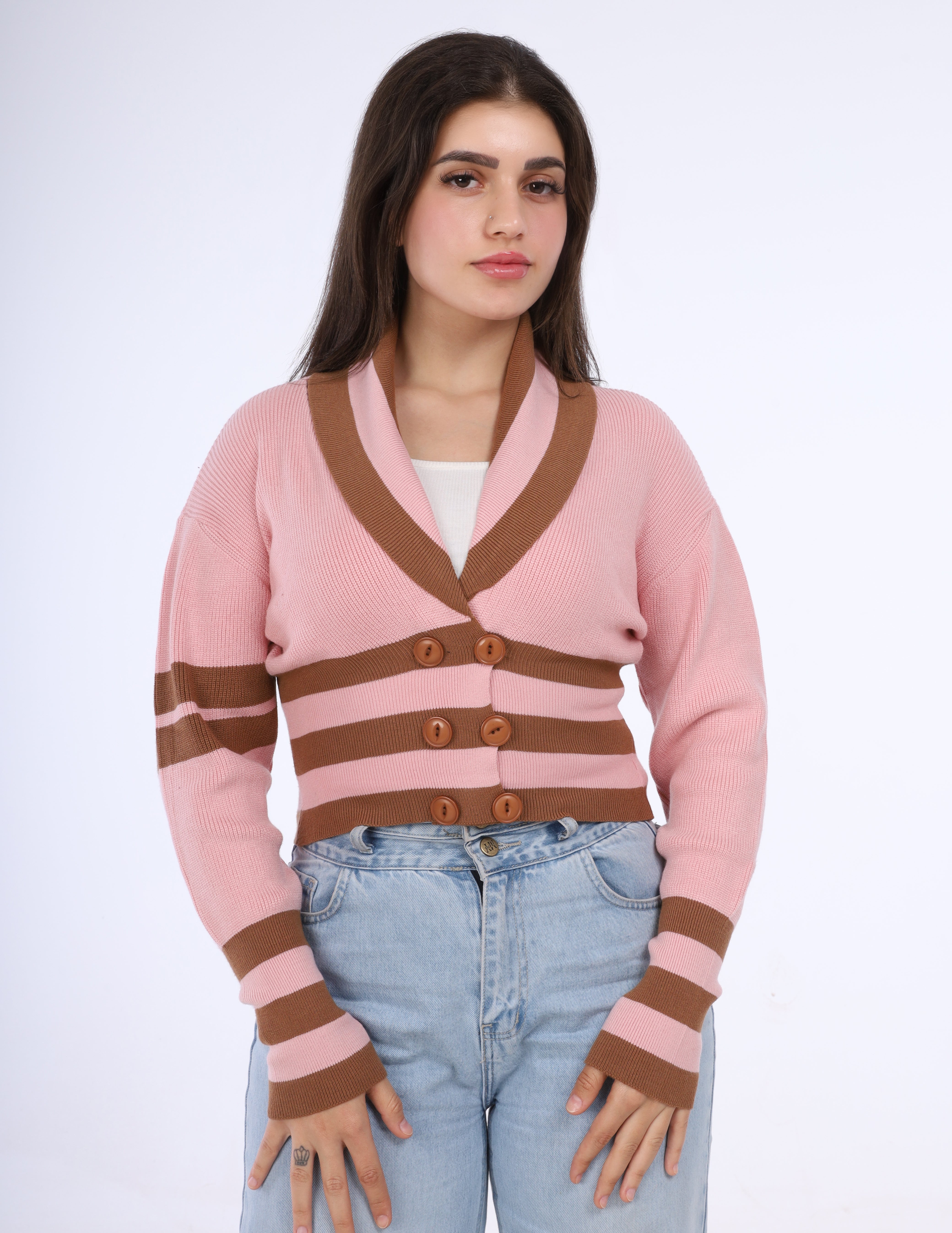 Buttoned Collar Knit Pullover w16252667