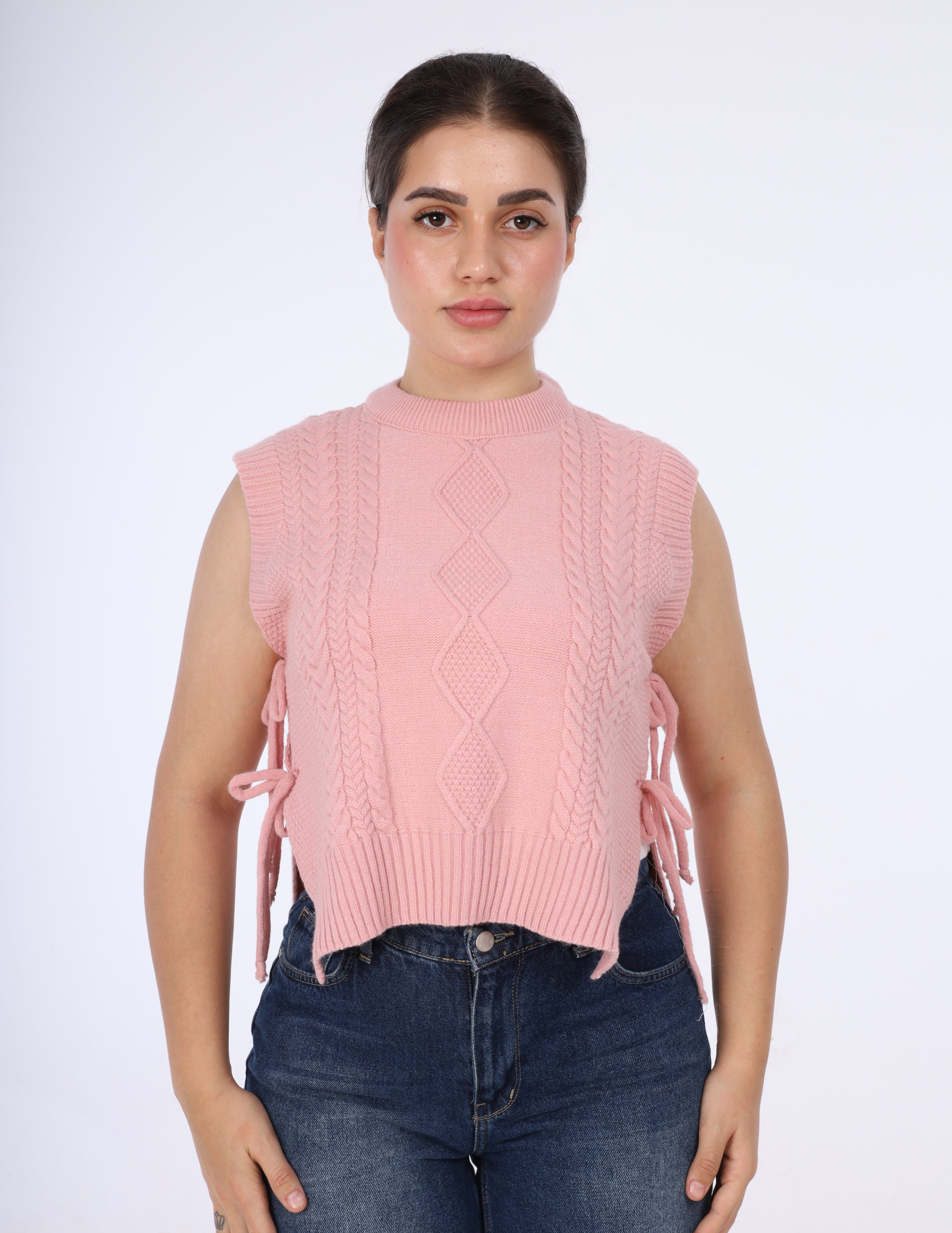 Knitted Side Tie Sweater w16252680