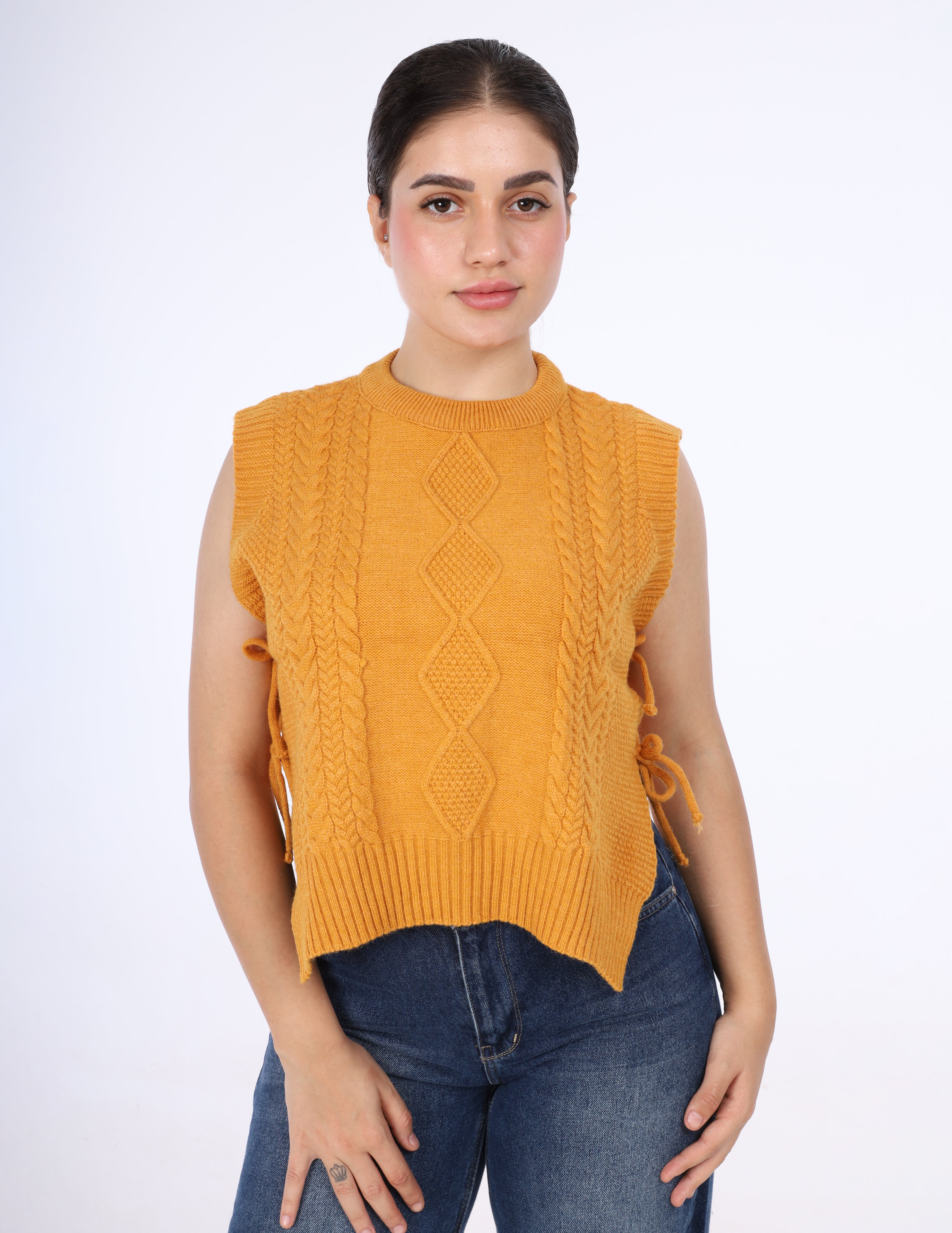 Knitted Side Tie Sweater w16252680