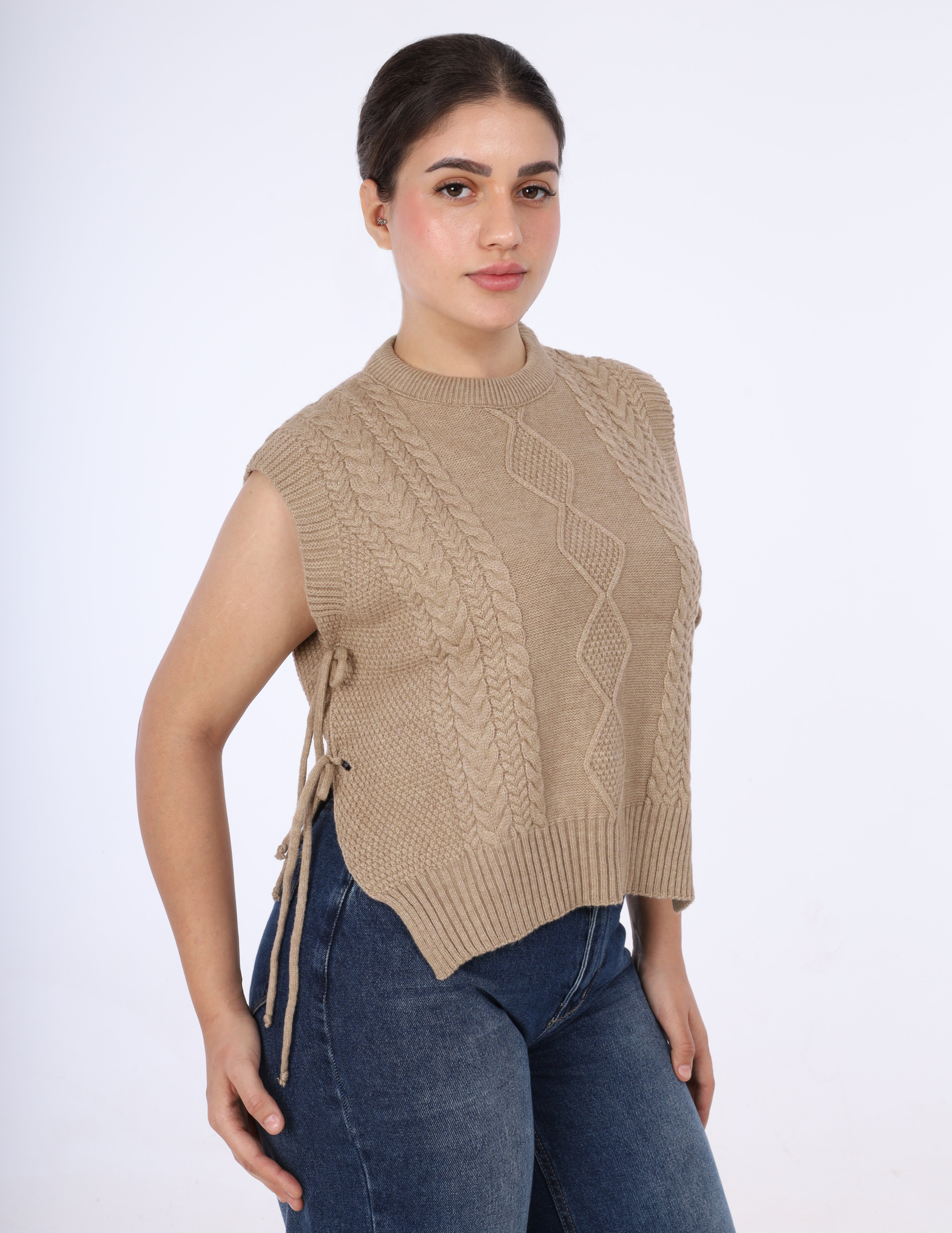 Knitted Side Tie Sweater w16252680