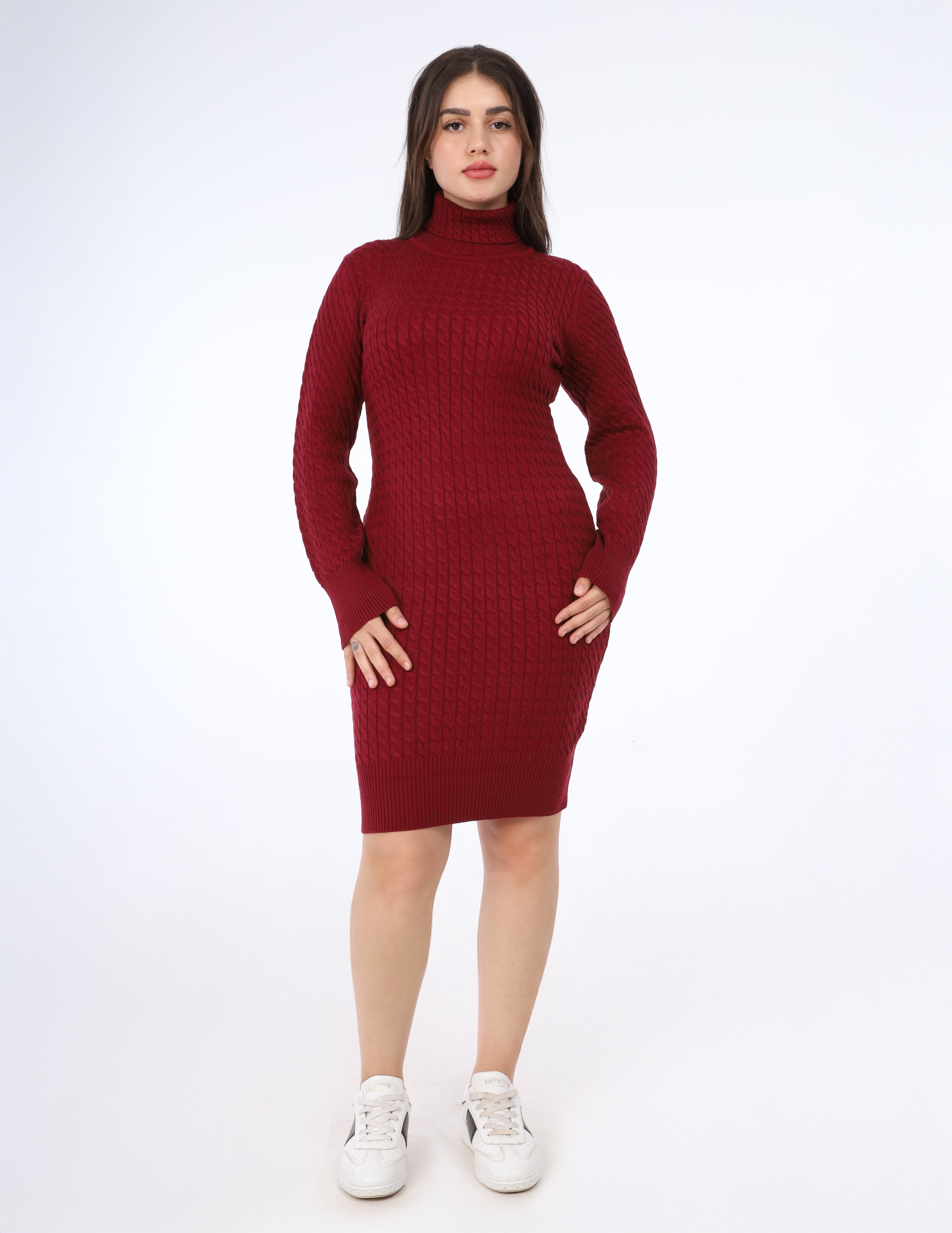 Cable Knit Turtleneck Dress w16252685
