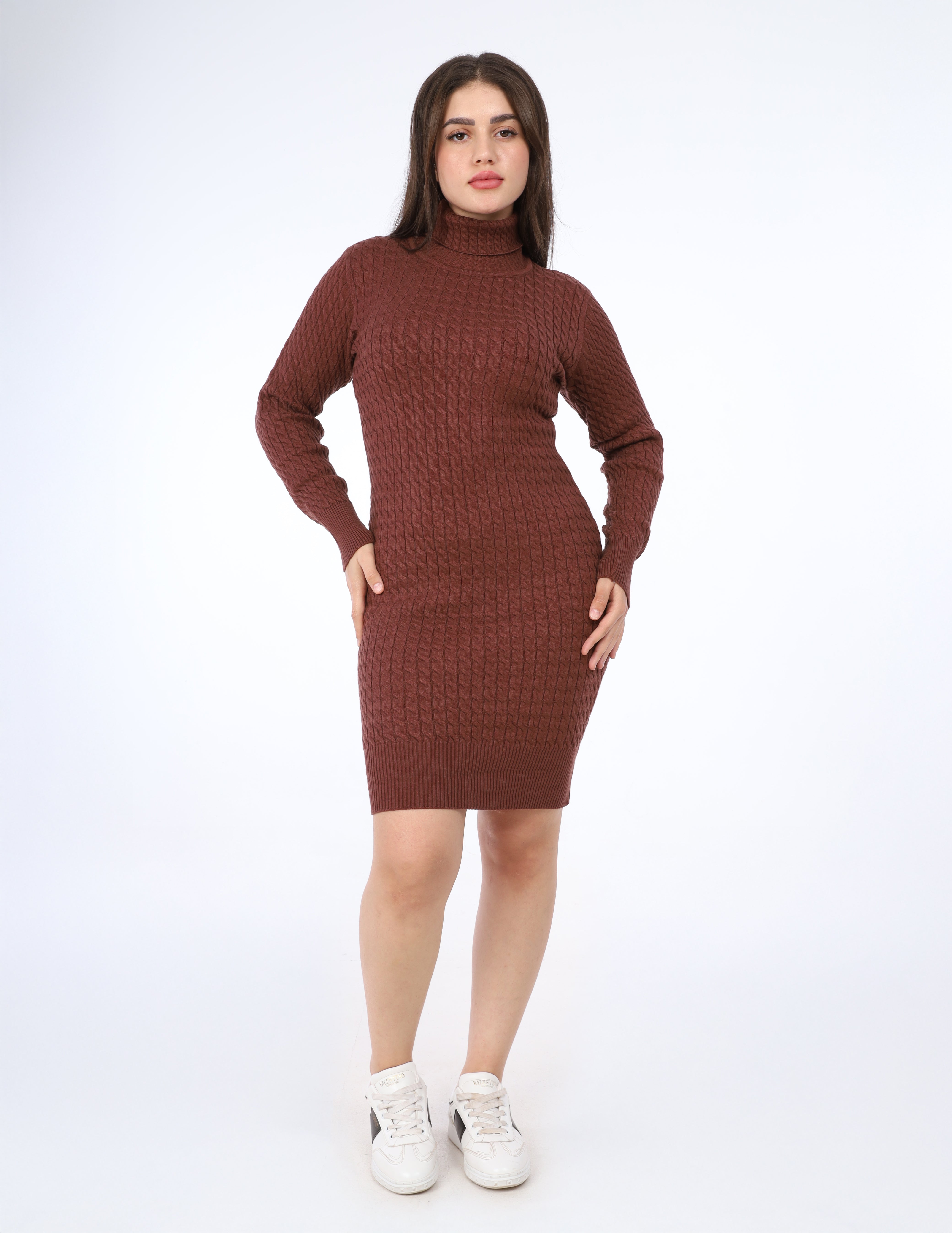 Cable Knit Turtleneck Dress w16252685