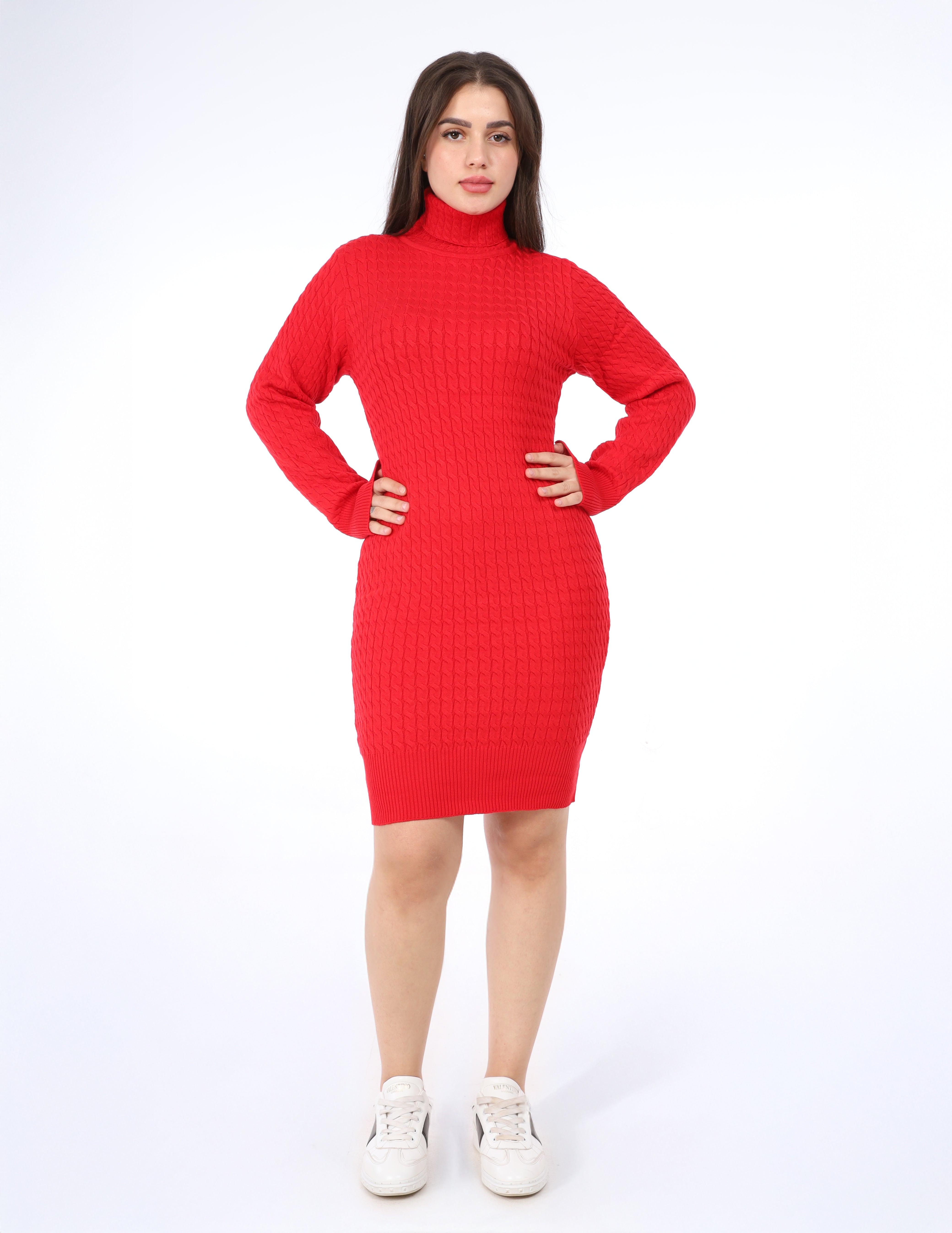 Cable Knit Turtleneck Dress w16252685