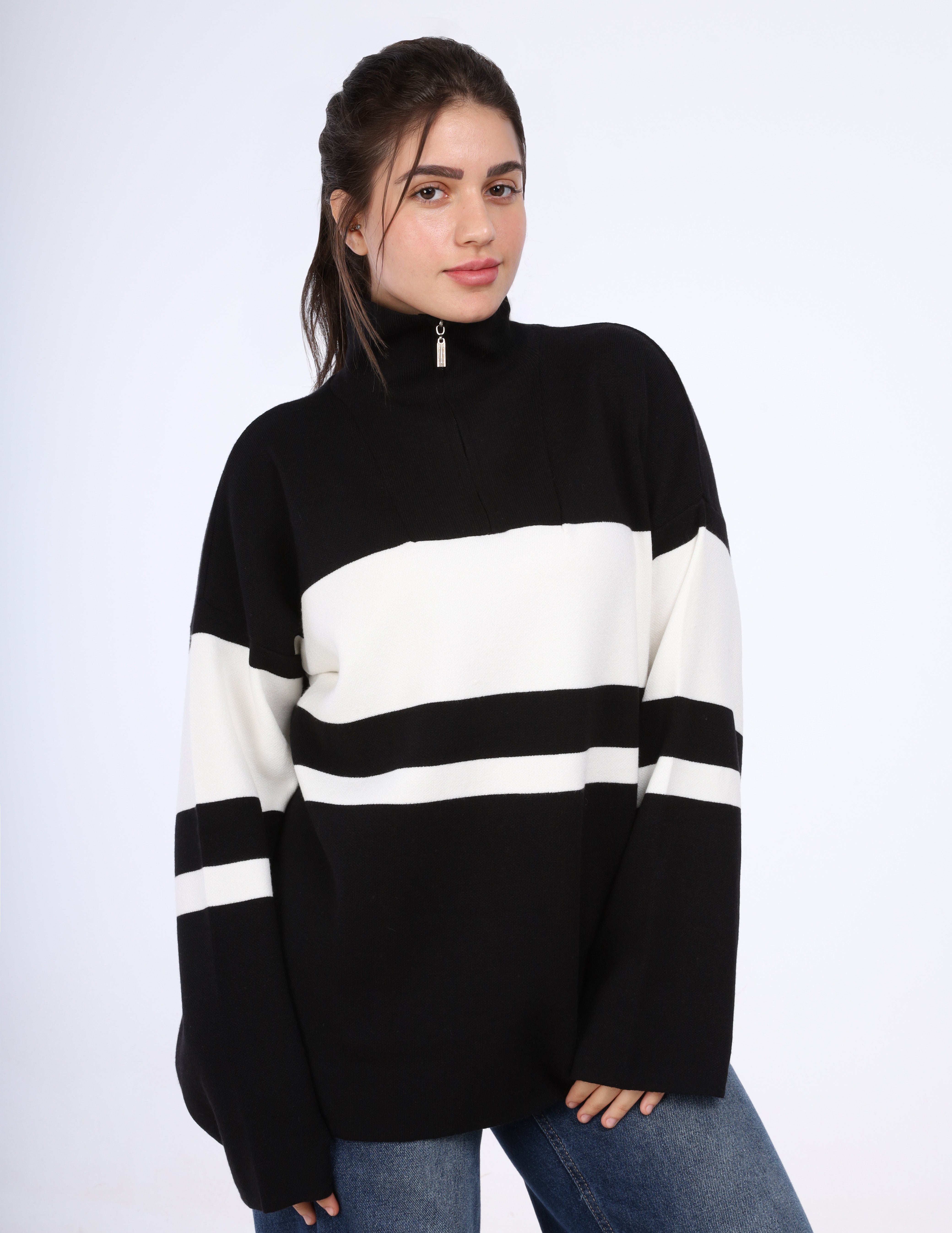Cozy Striped Knit Pullover w16252712