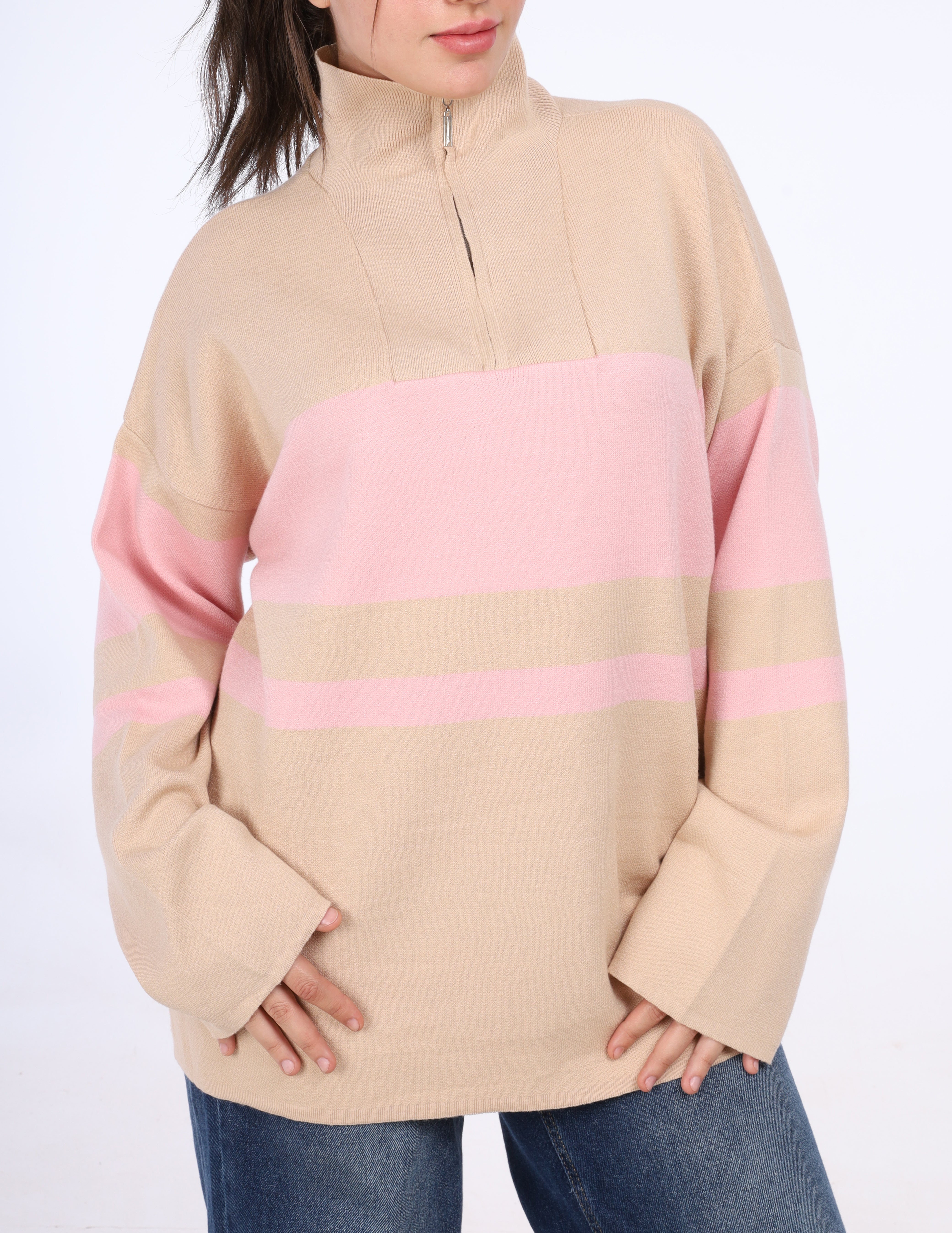 Cozy Striped Knit Pullover w16252712