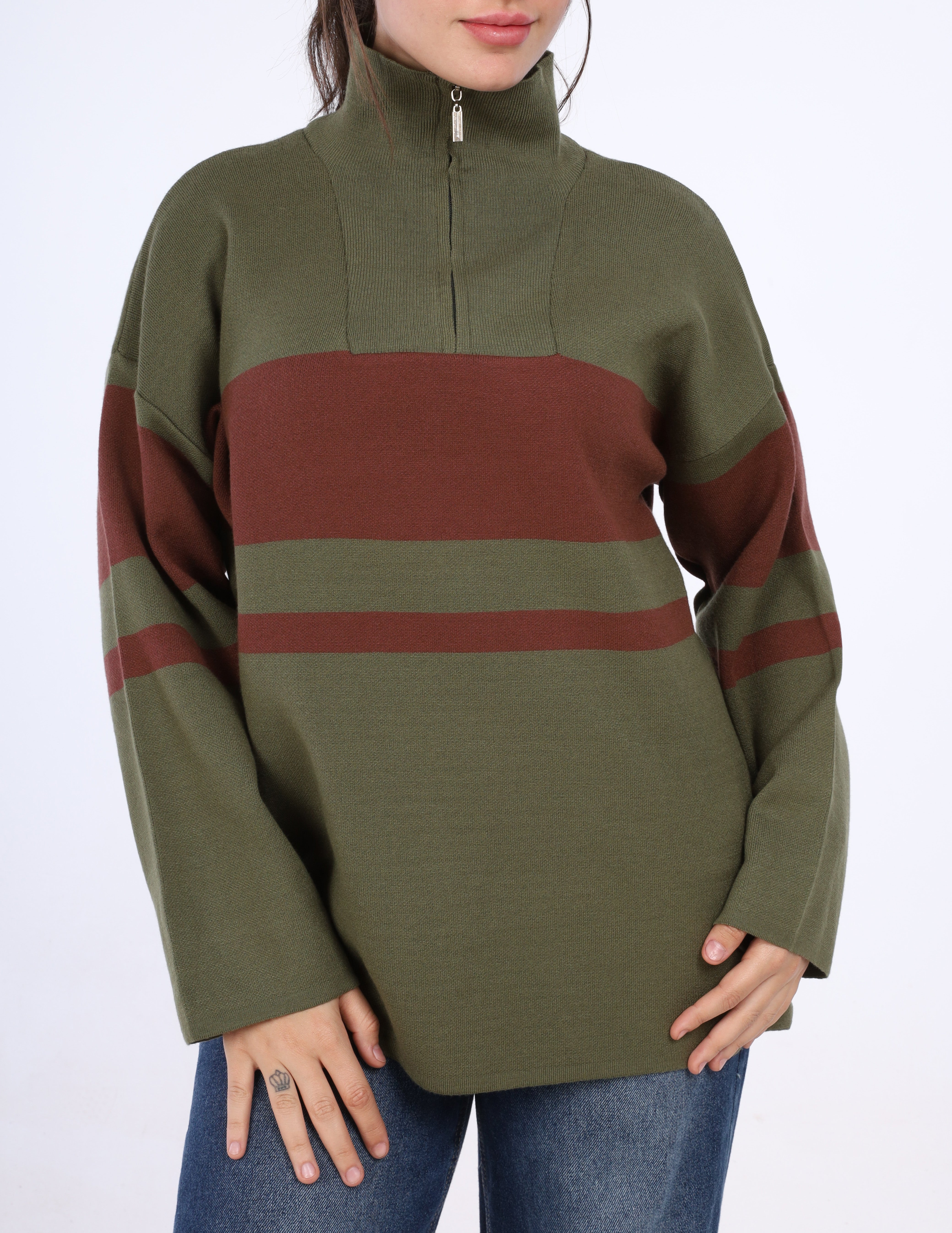 Cozy Striped Knit Pullover w16252712