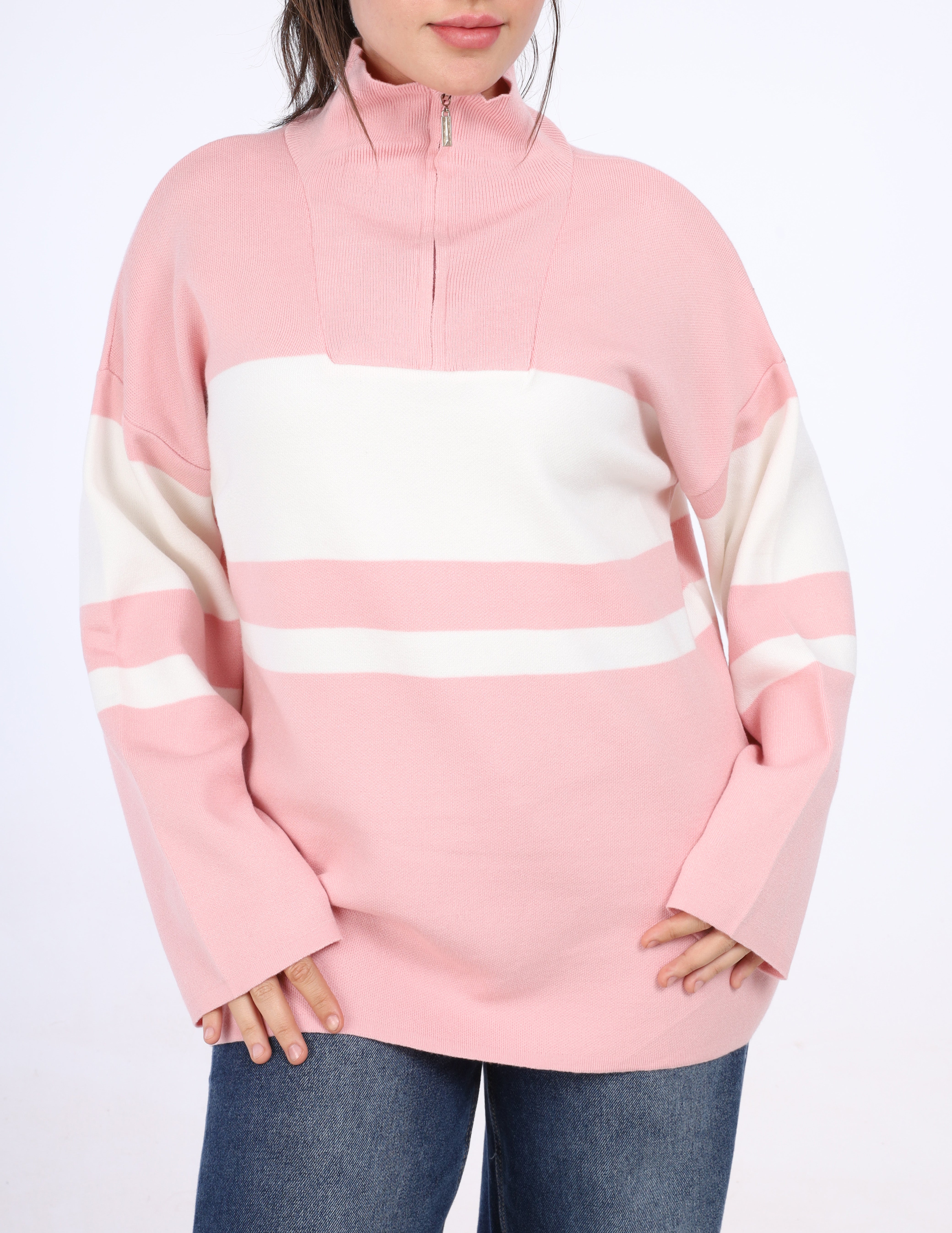 Cozy Striped Knit Pullover w16252712