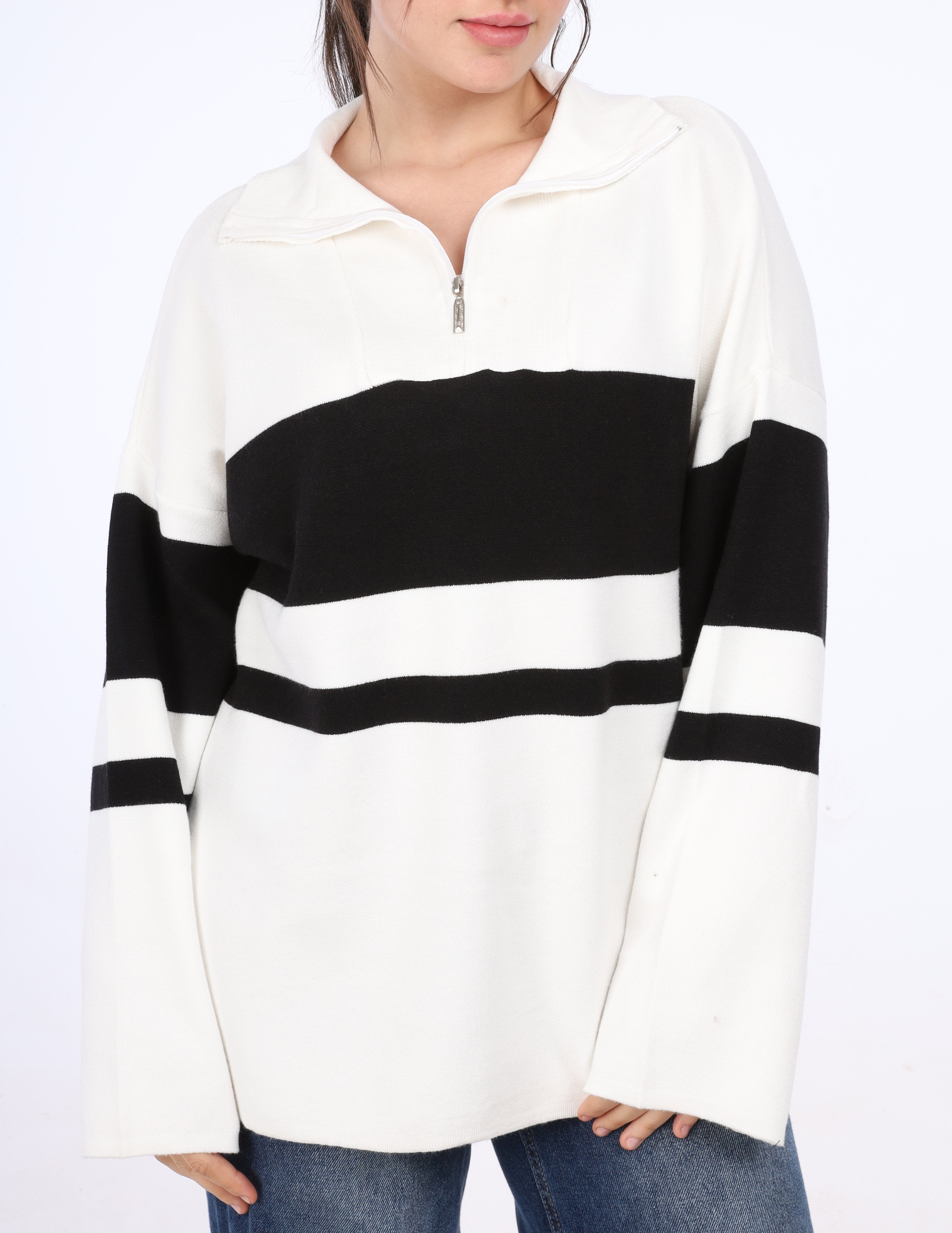 Cozy Striped Knit Pullover w16252712