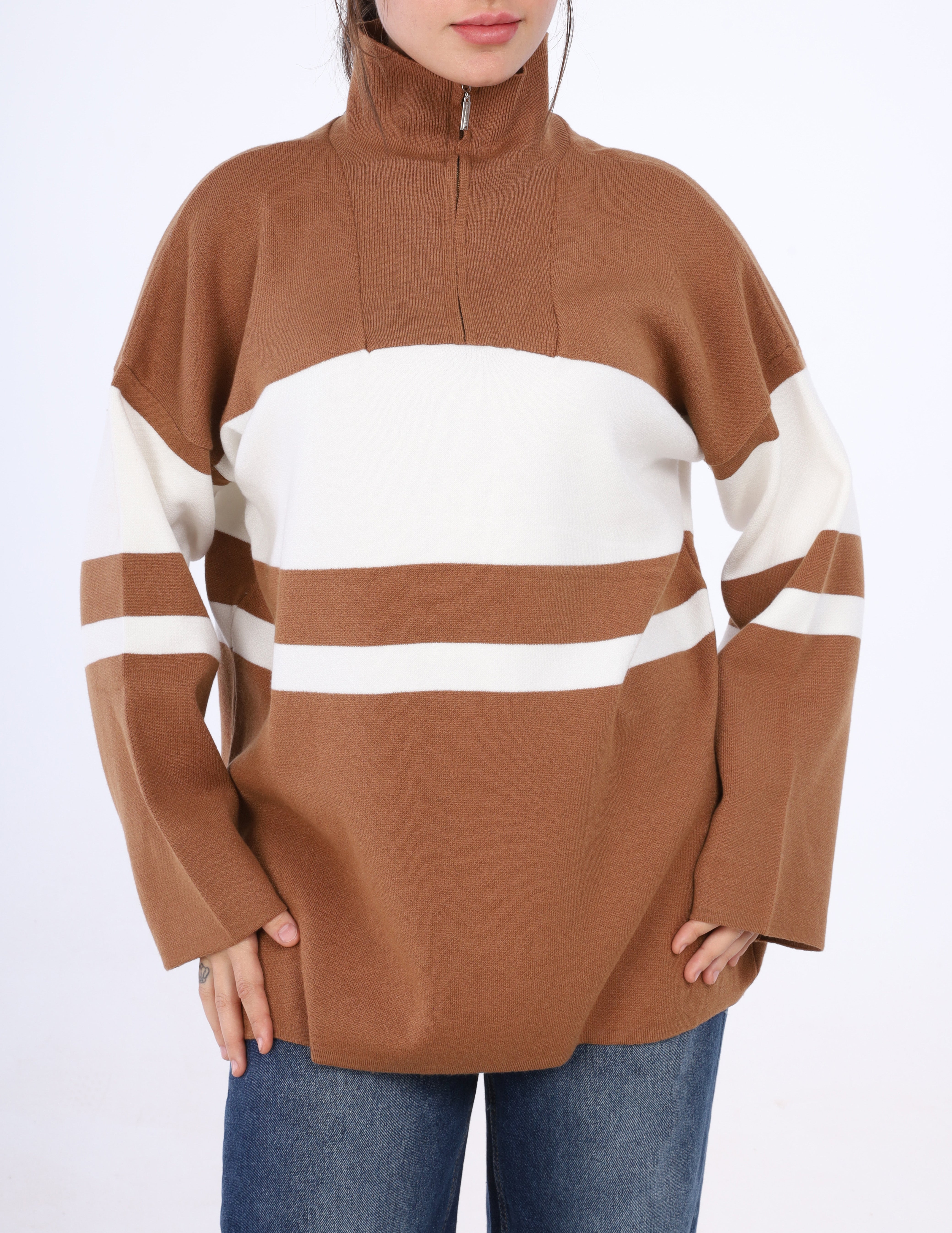 Cozy Striped Knit Pullover w16252712