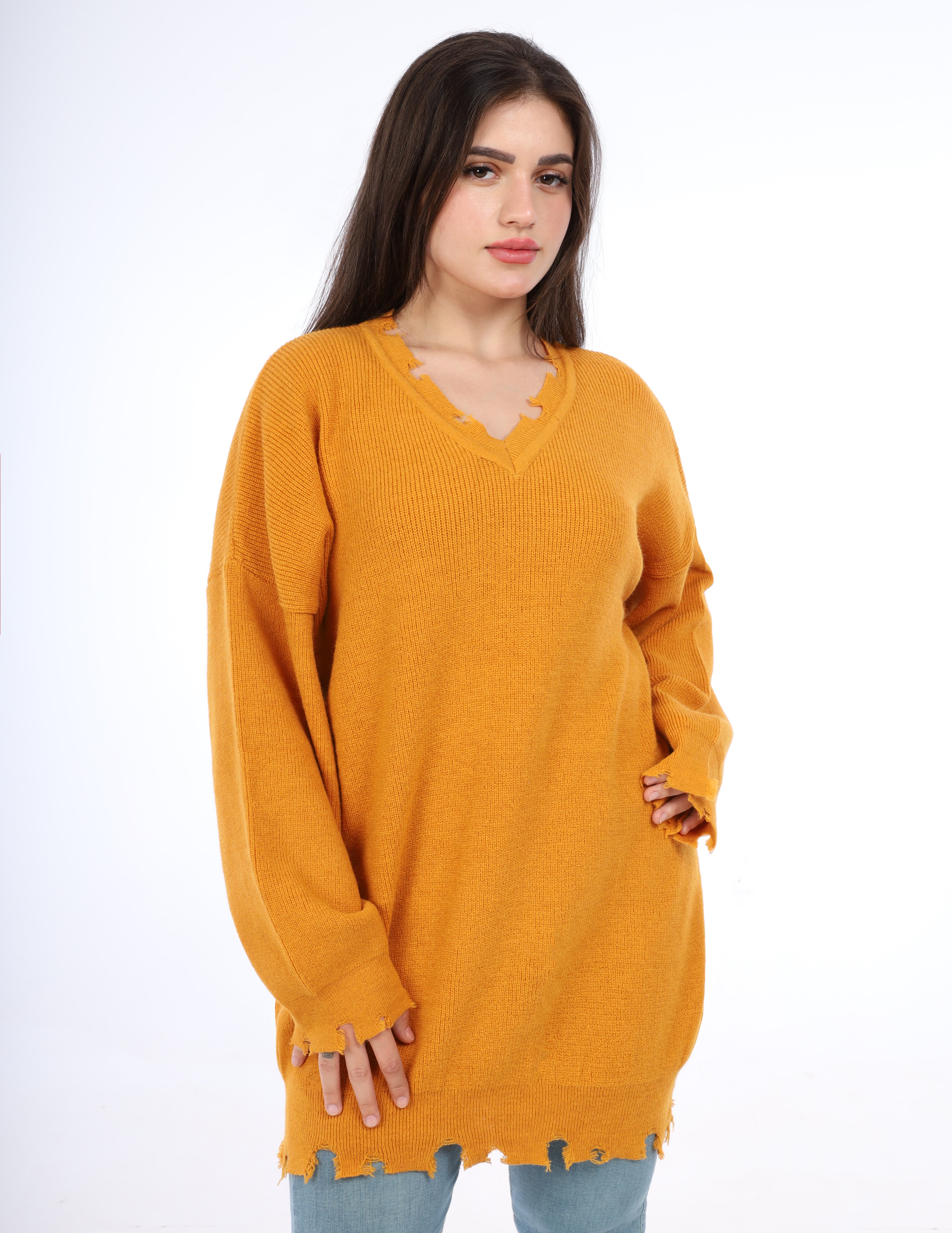 V-Neck Long Sweater w16252741