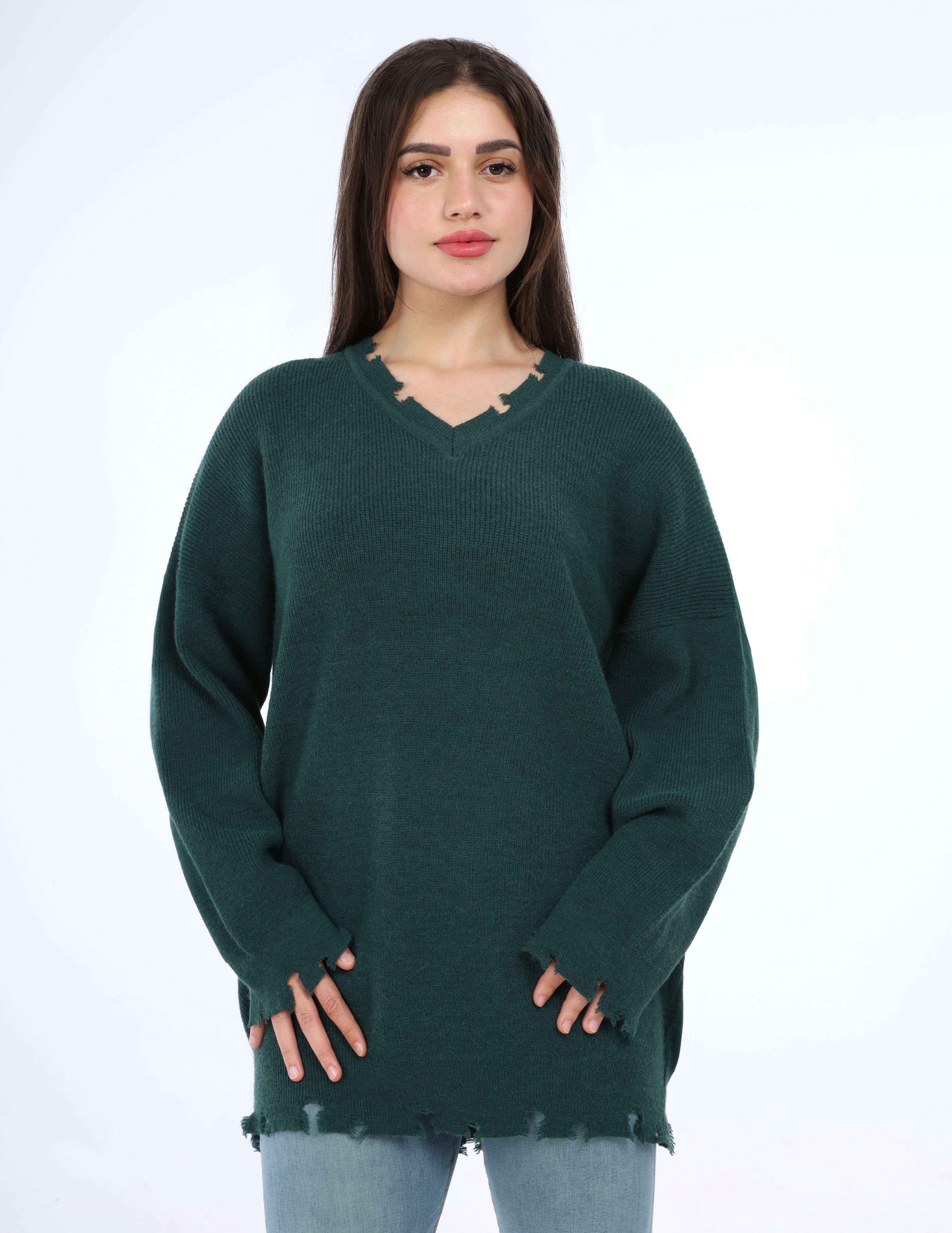 V-Neck Long Sweater w16252741