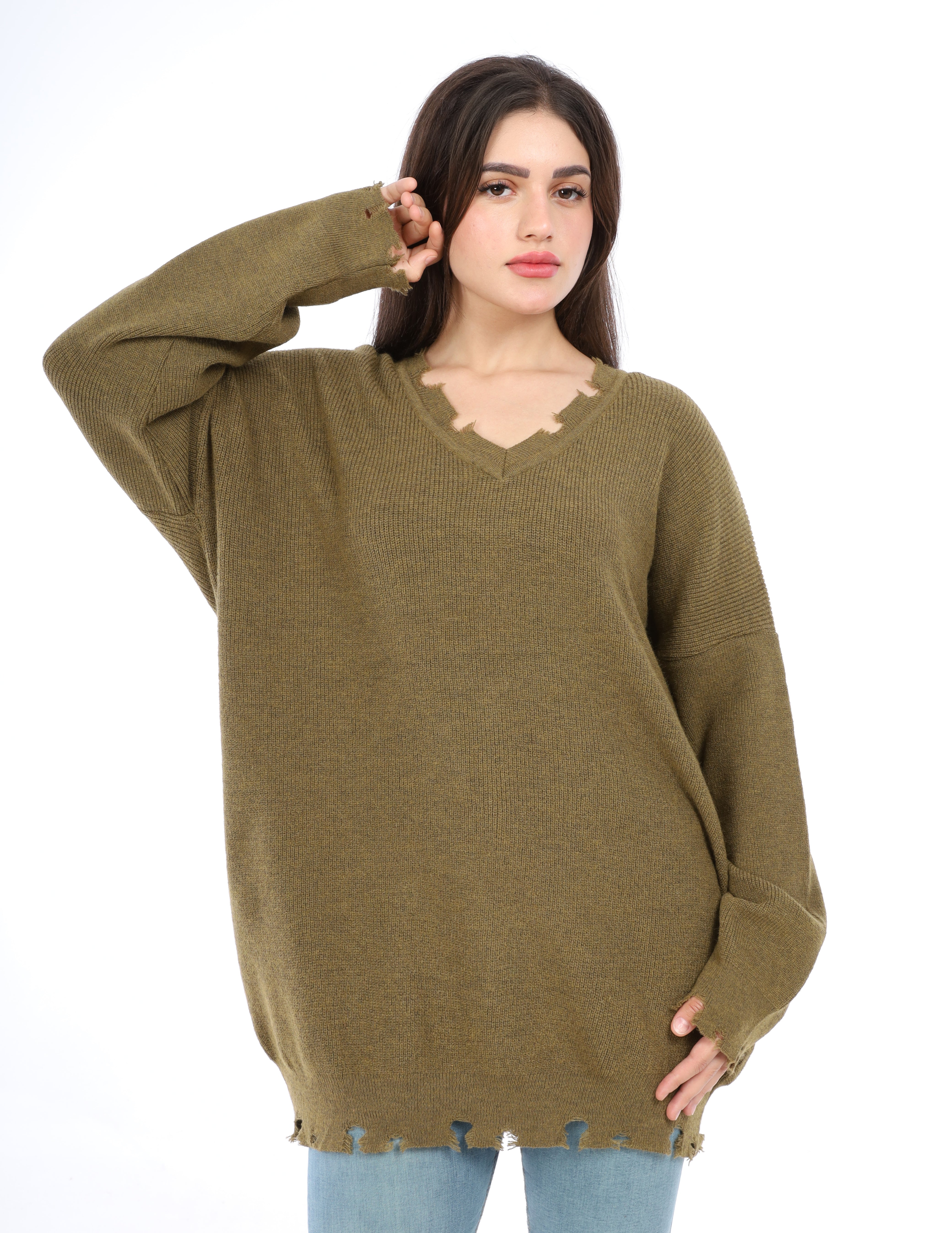V-Neck Long Sweater w16252741