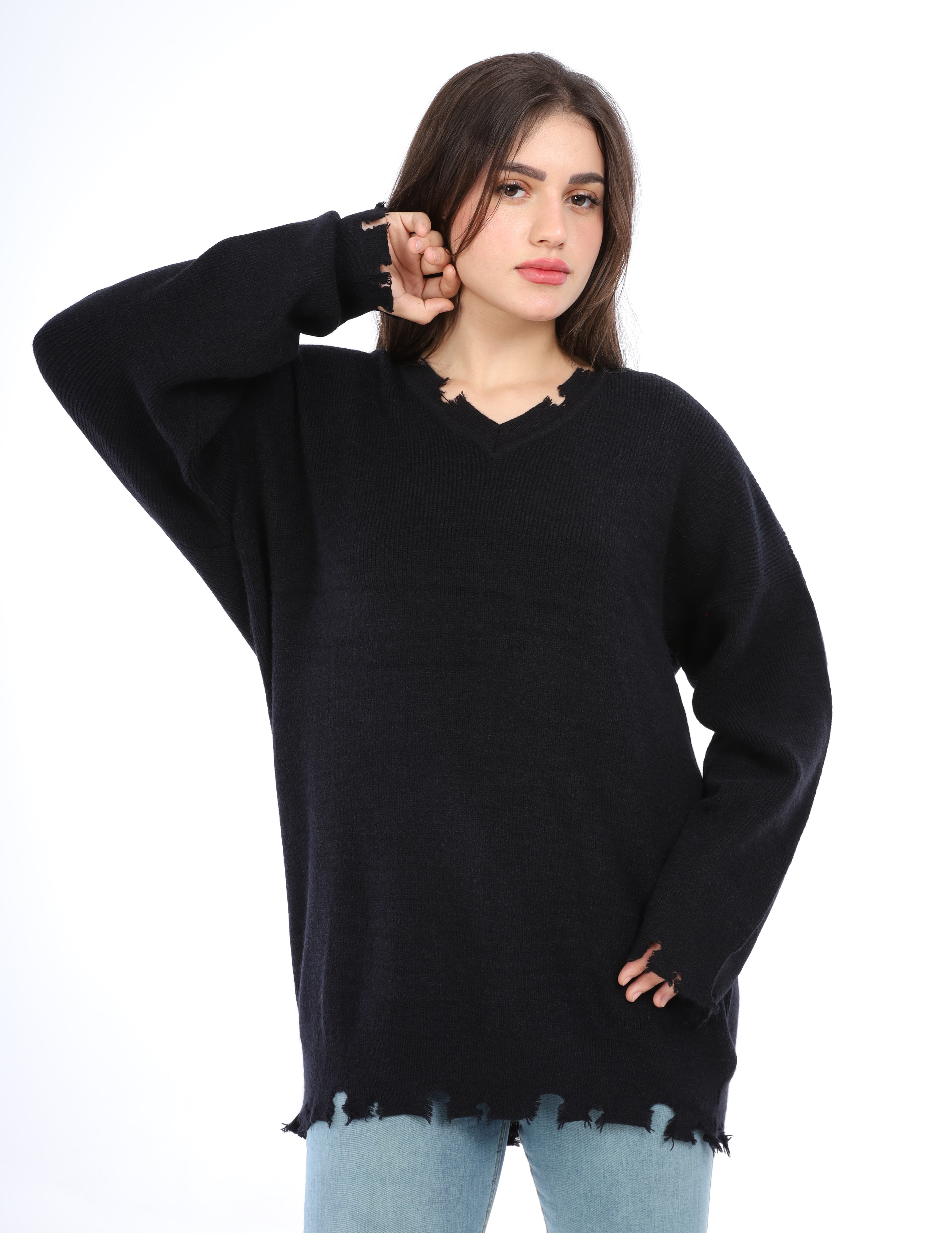 V-Neck Long Sweater w16252741