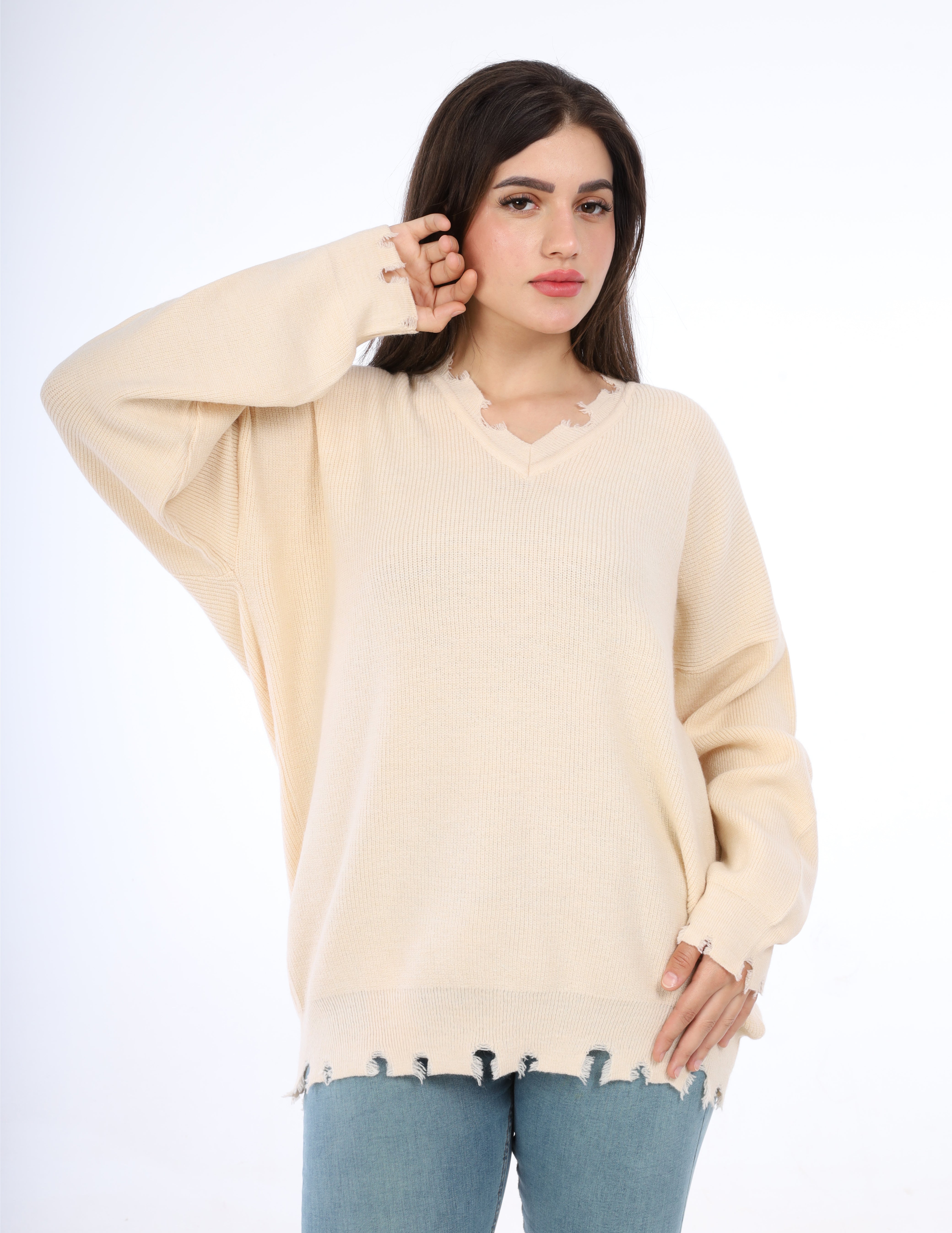 V-Neck Long Sweater w16252741