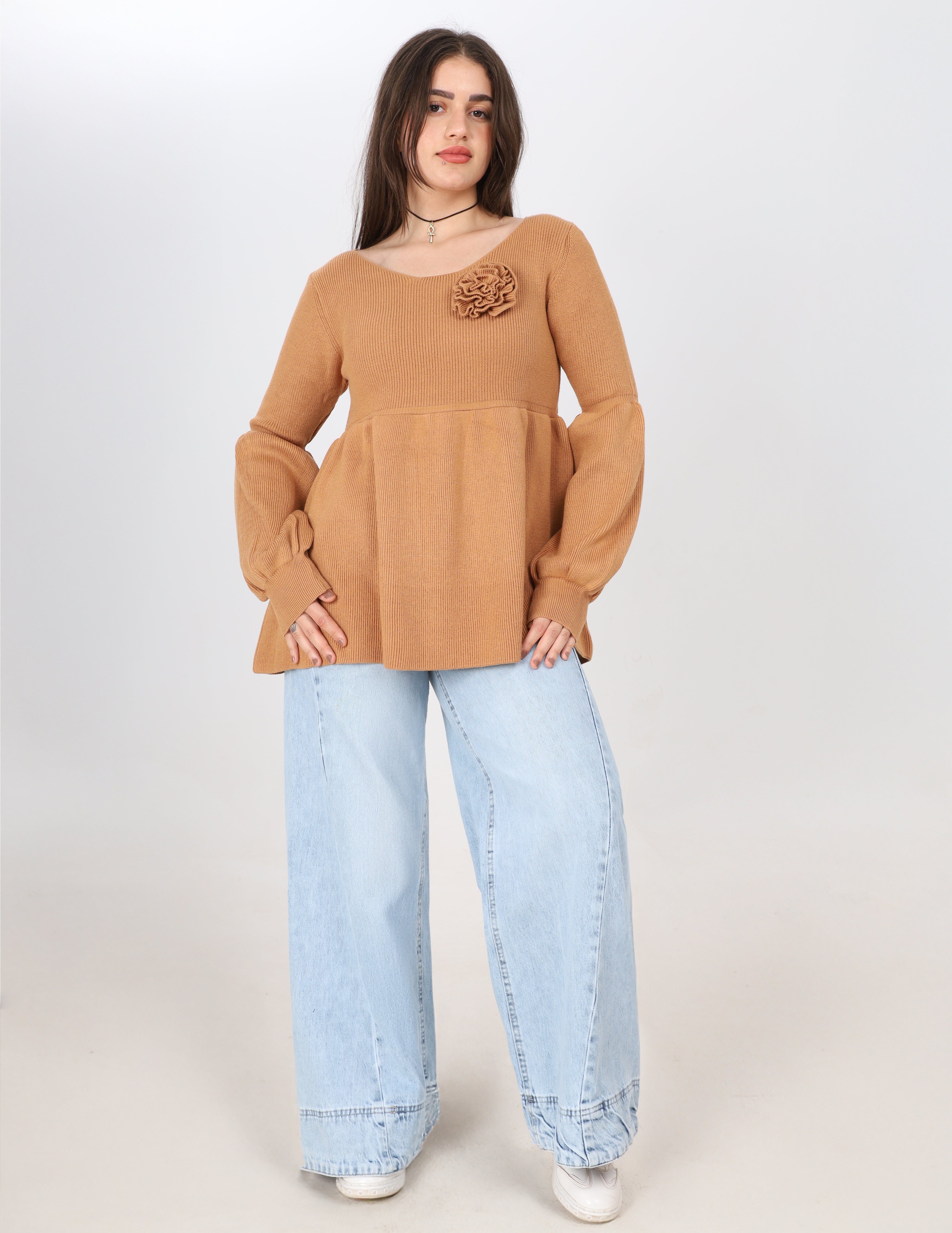 Floral Peplum Knit Blouse w16252766