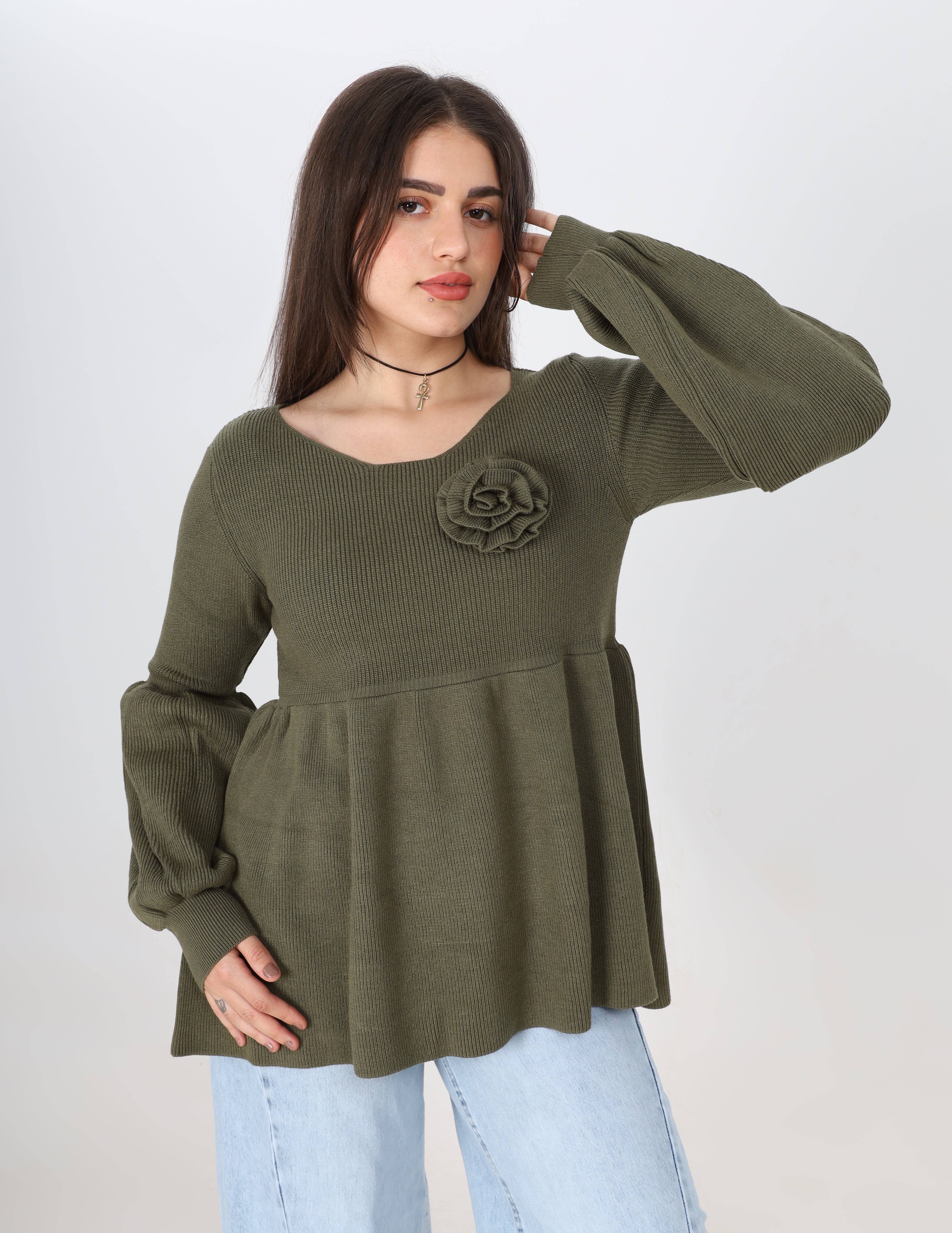 Floral Peplum Knit Blouse w16252766