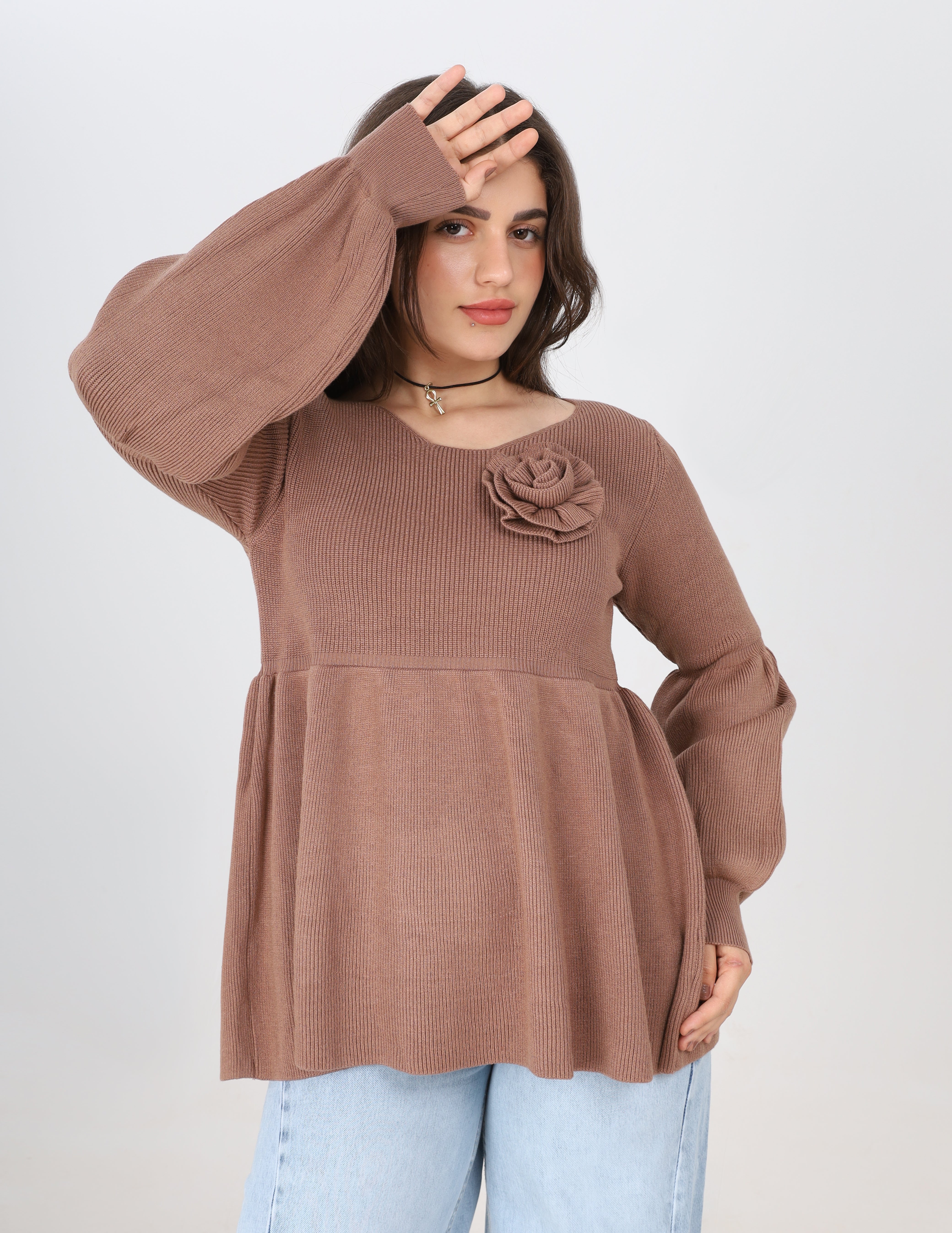 Floral Peplum Knit Blouse w16252766