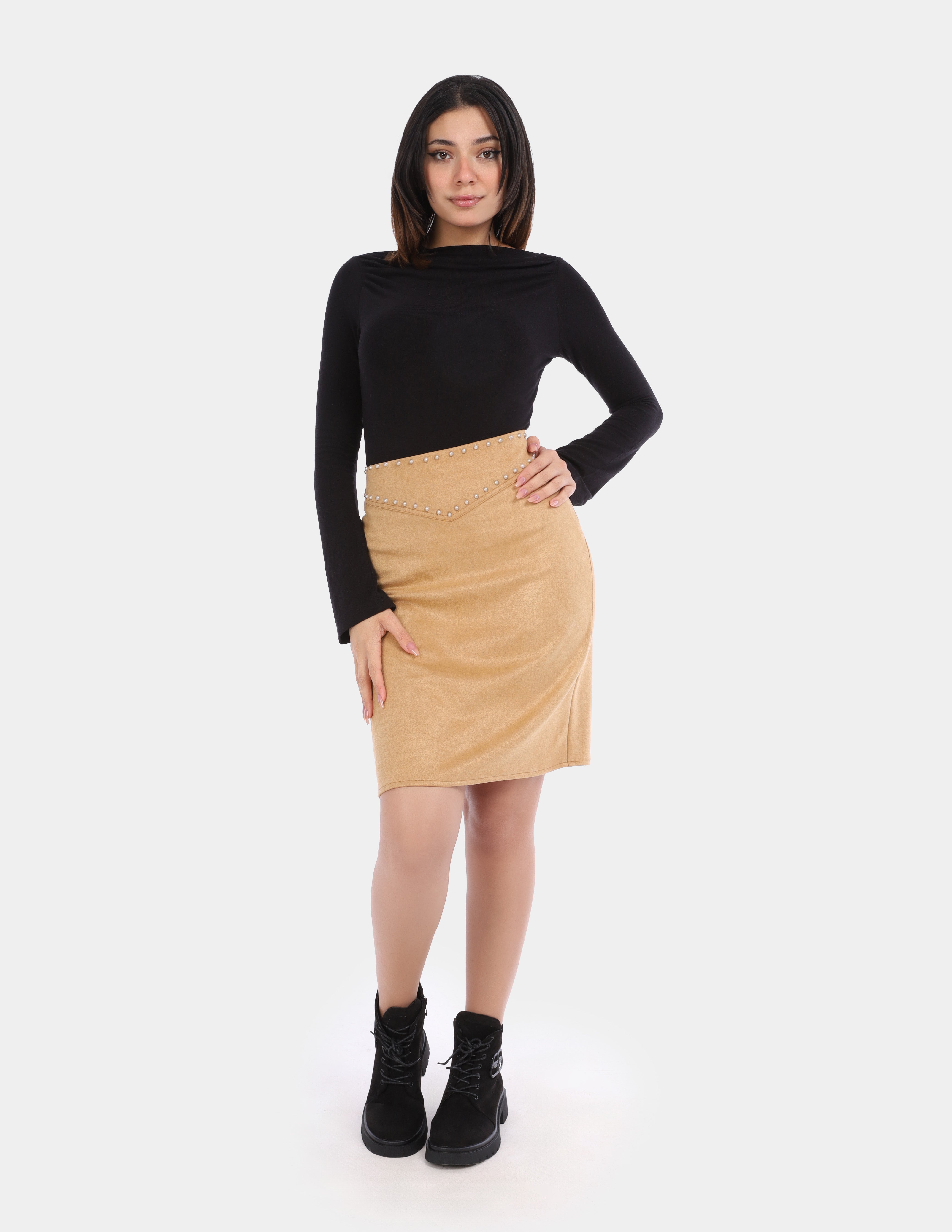 High-Waisted Studded Mini Skirt w1626/205