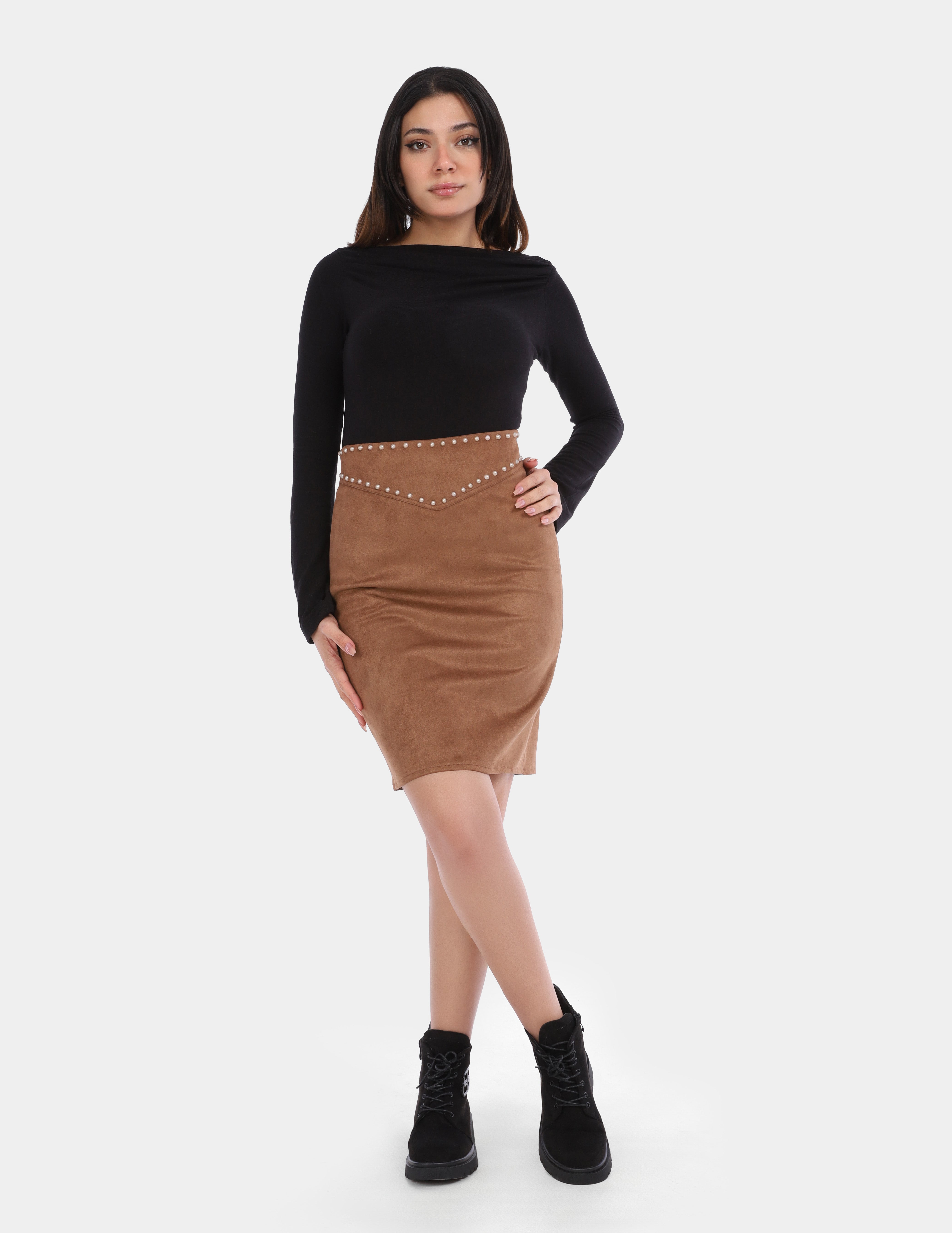 High-Waisted Studded Mini Skirt w1626/205