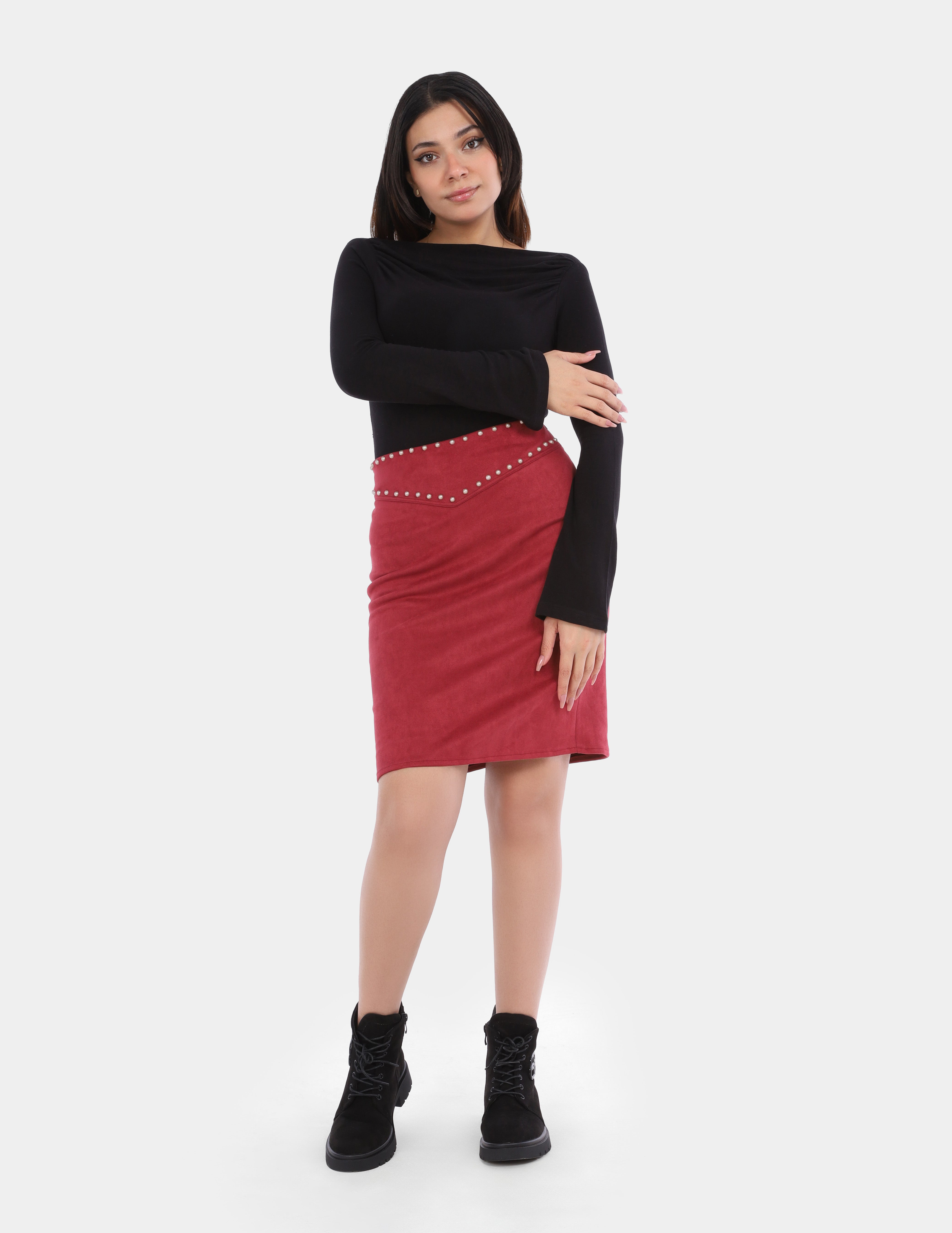 High-Waisted Studded Mini Skirt w1626/205