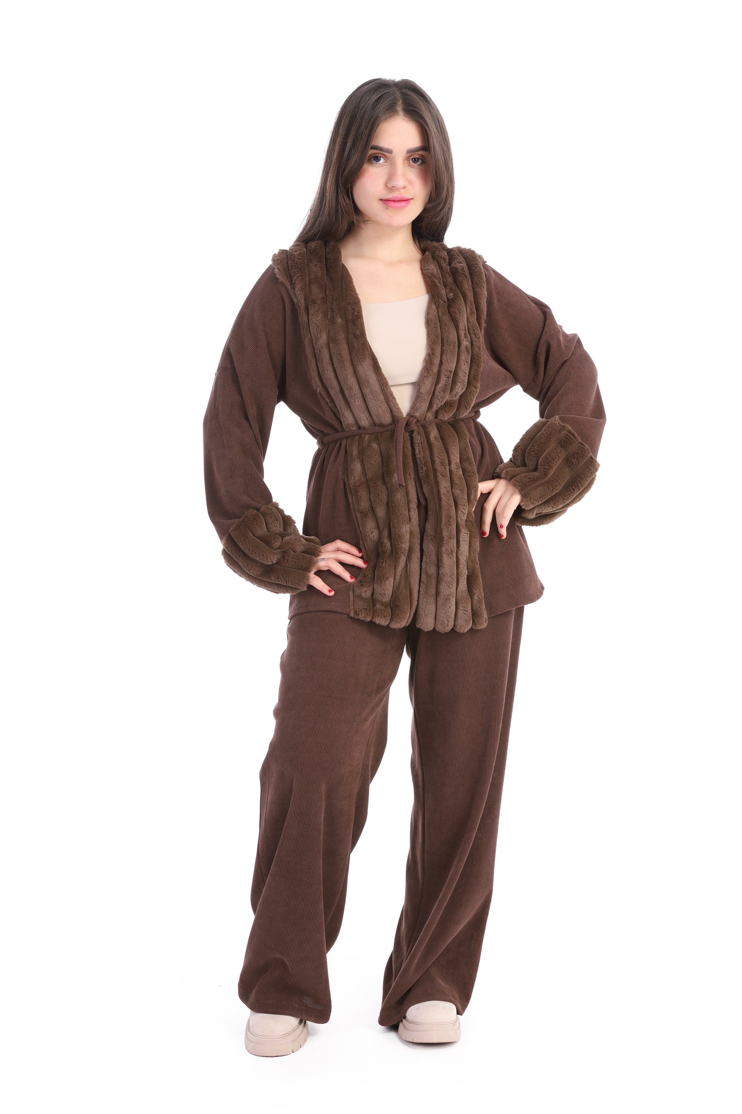 Elegant Lounge Set with Waist Tie w1626/323