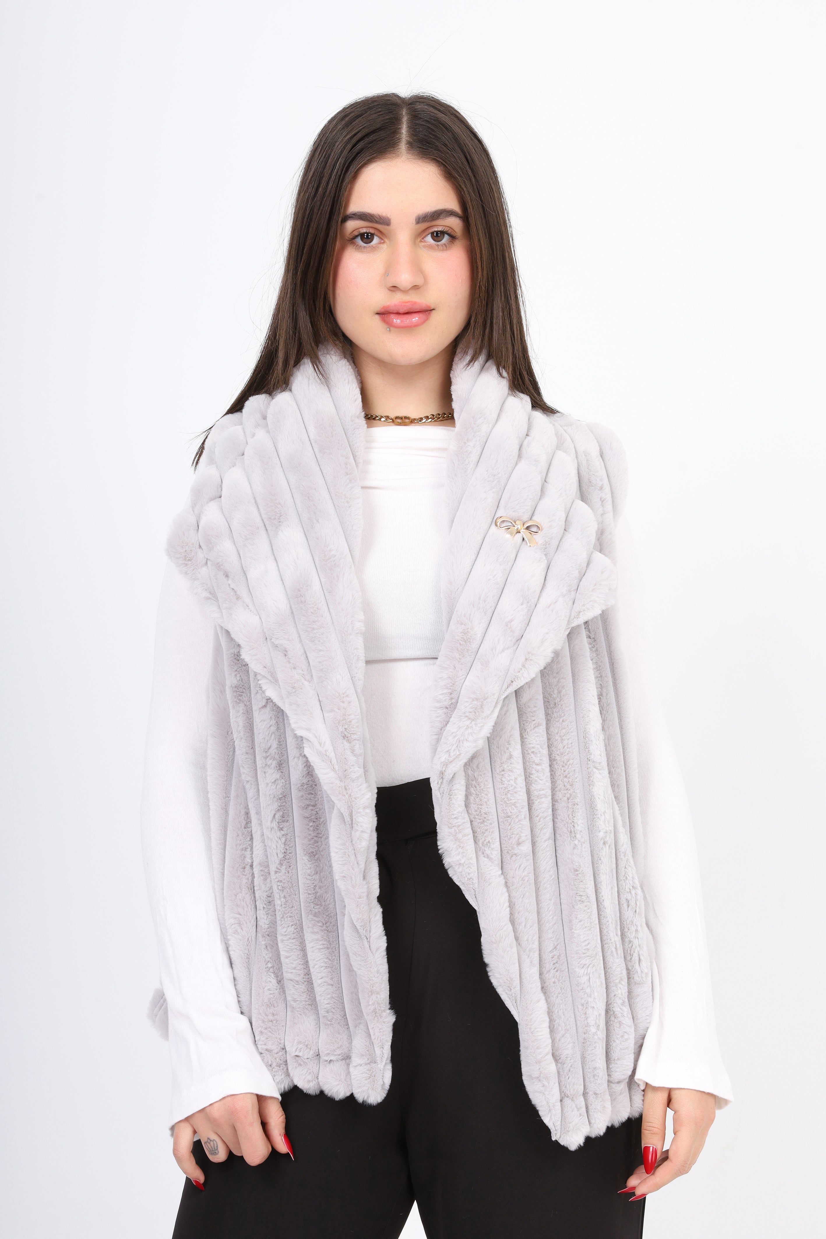 Sleeveless Faux Fur Puffer Vest w1626/345