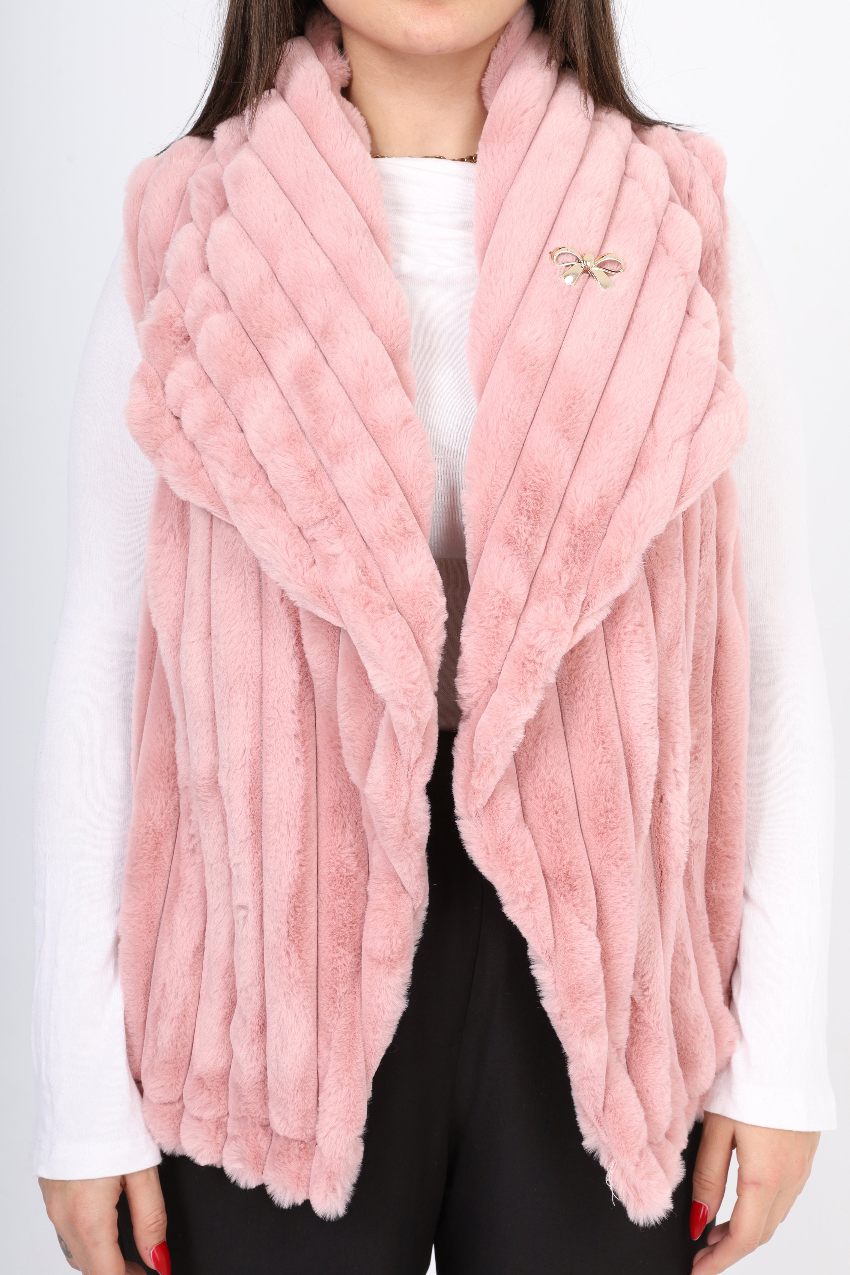 Sleeveless Faux Fur Puffer Vest w1626/345