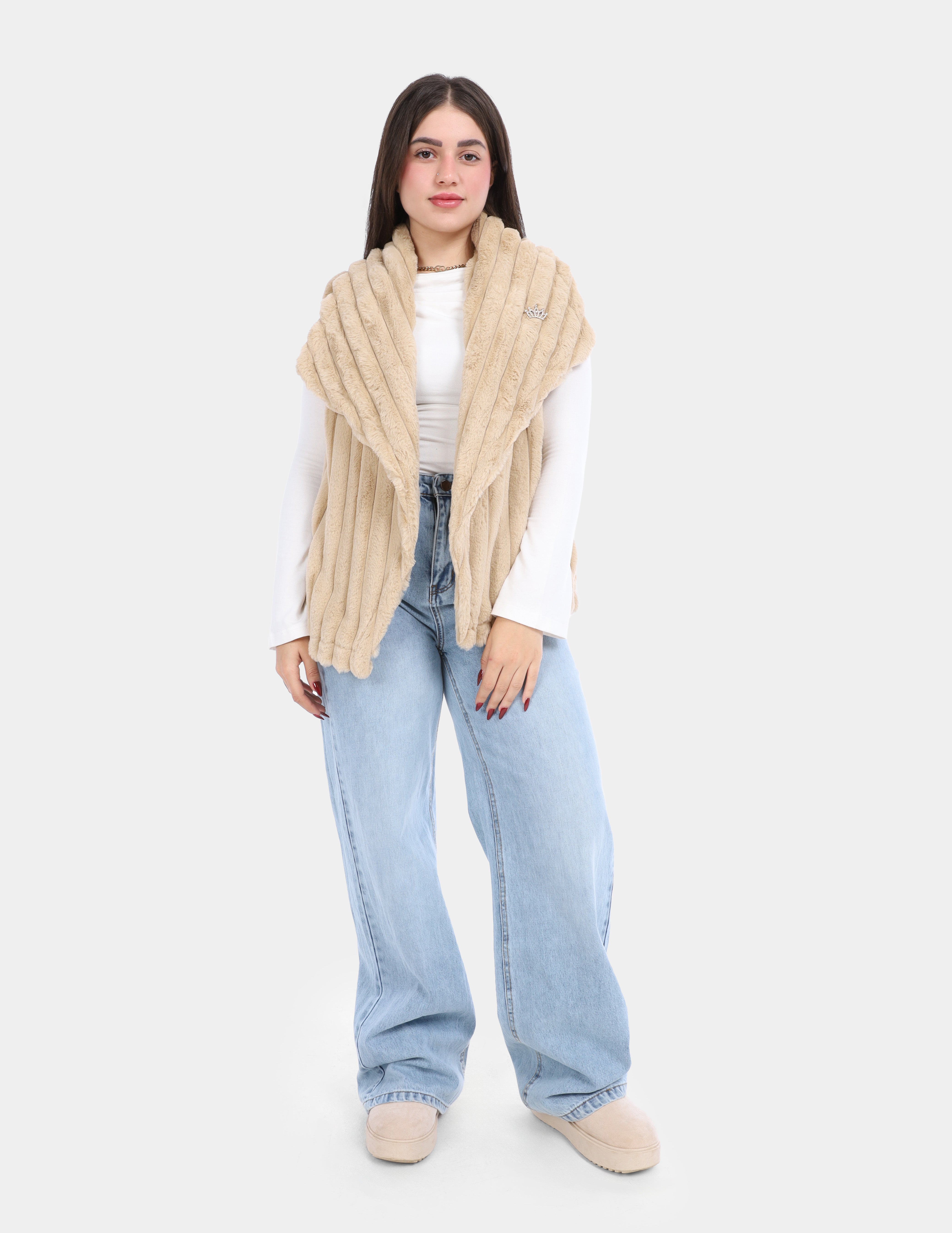 Sleeveless Faux Fur Puffer Vest w1626/345