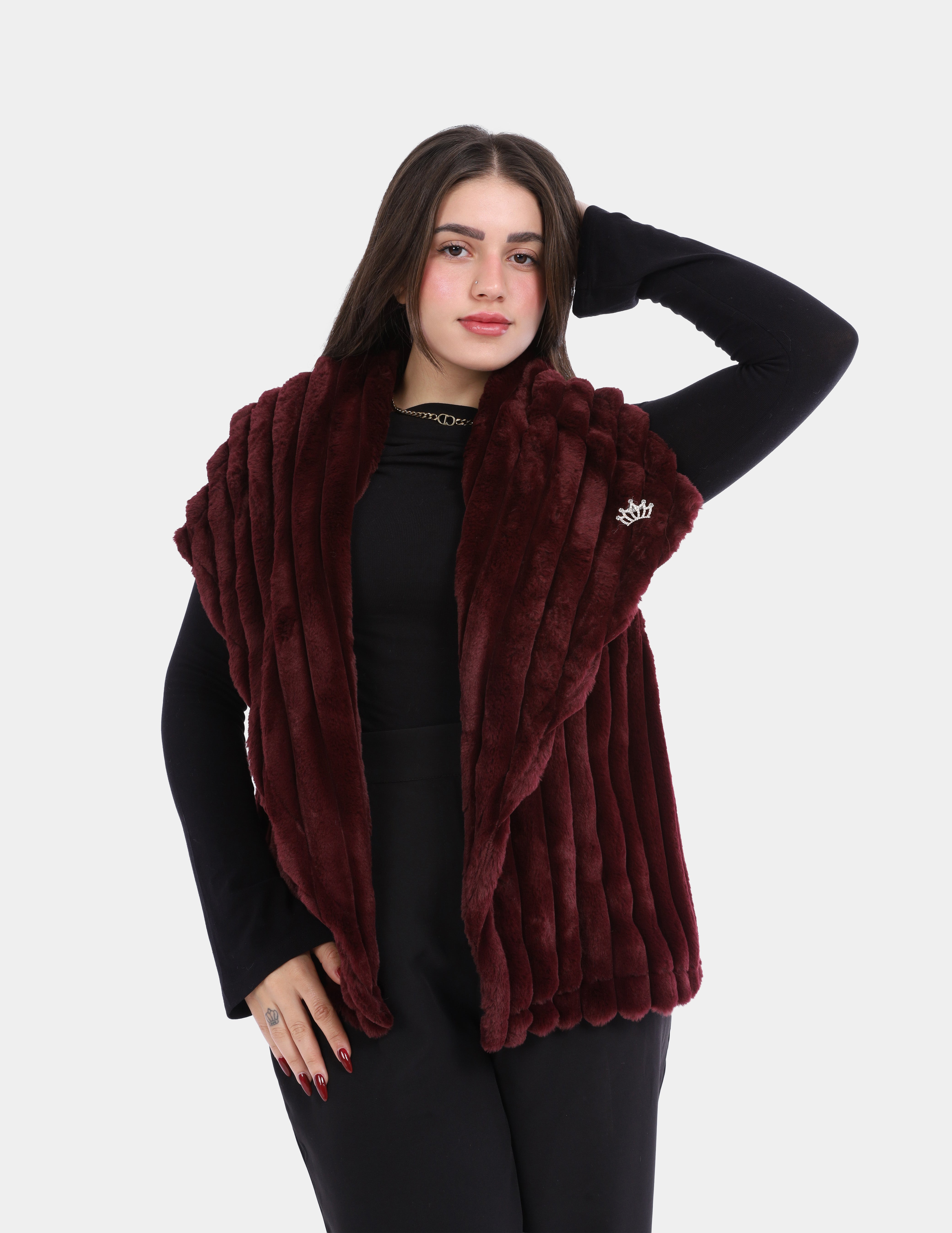 Sleeveless Faux Fur Puffer Vest w1626/345