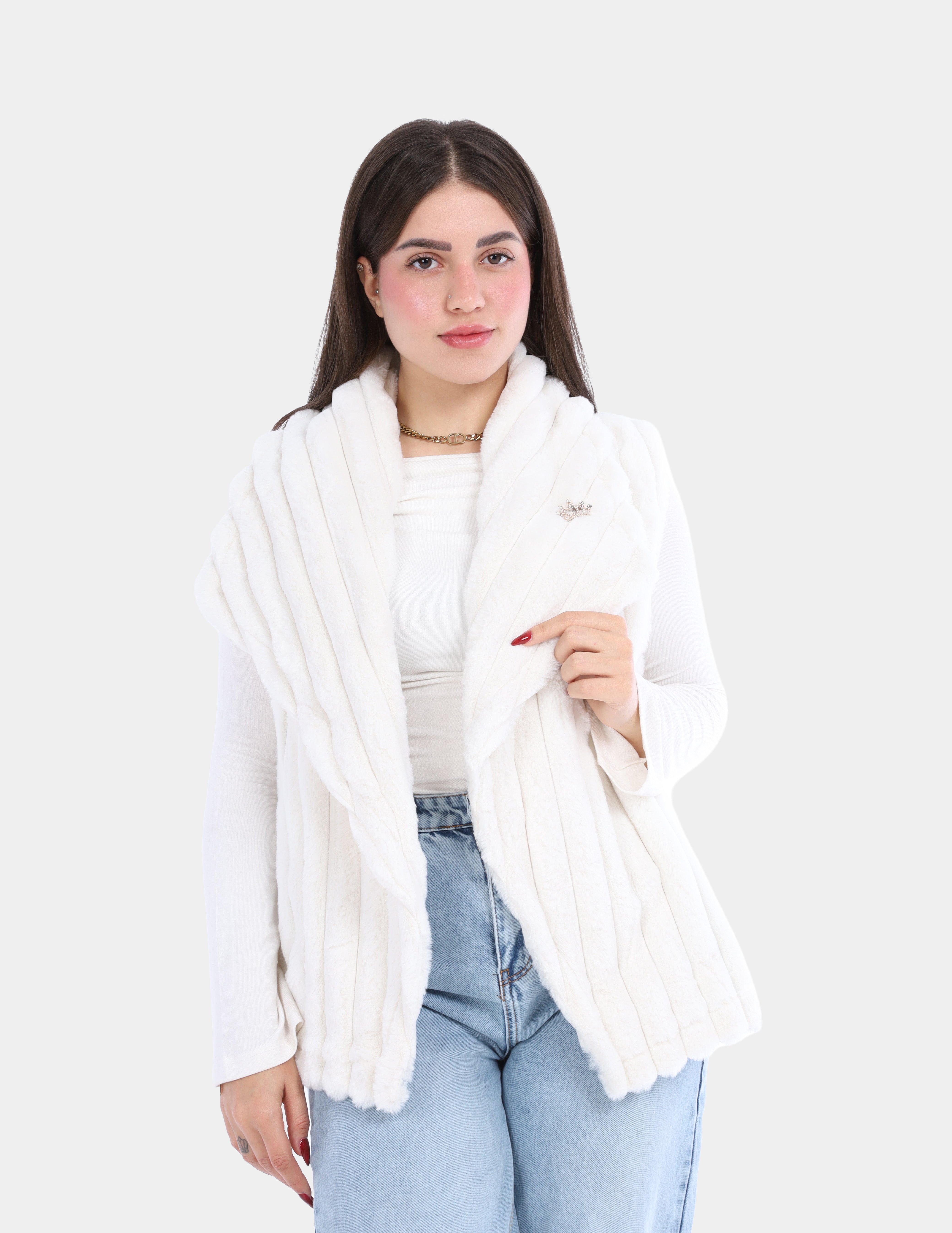 Sleeveless Faux Fur Puffer Vest w1626/345