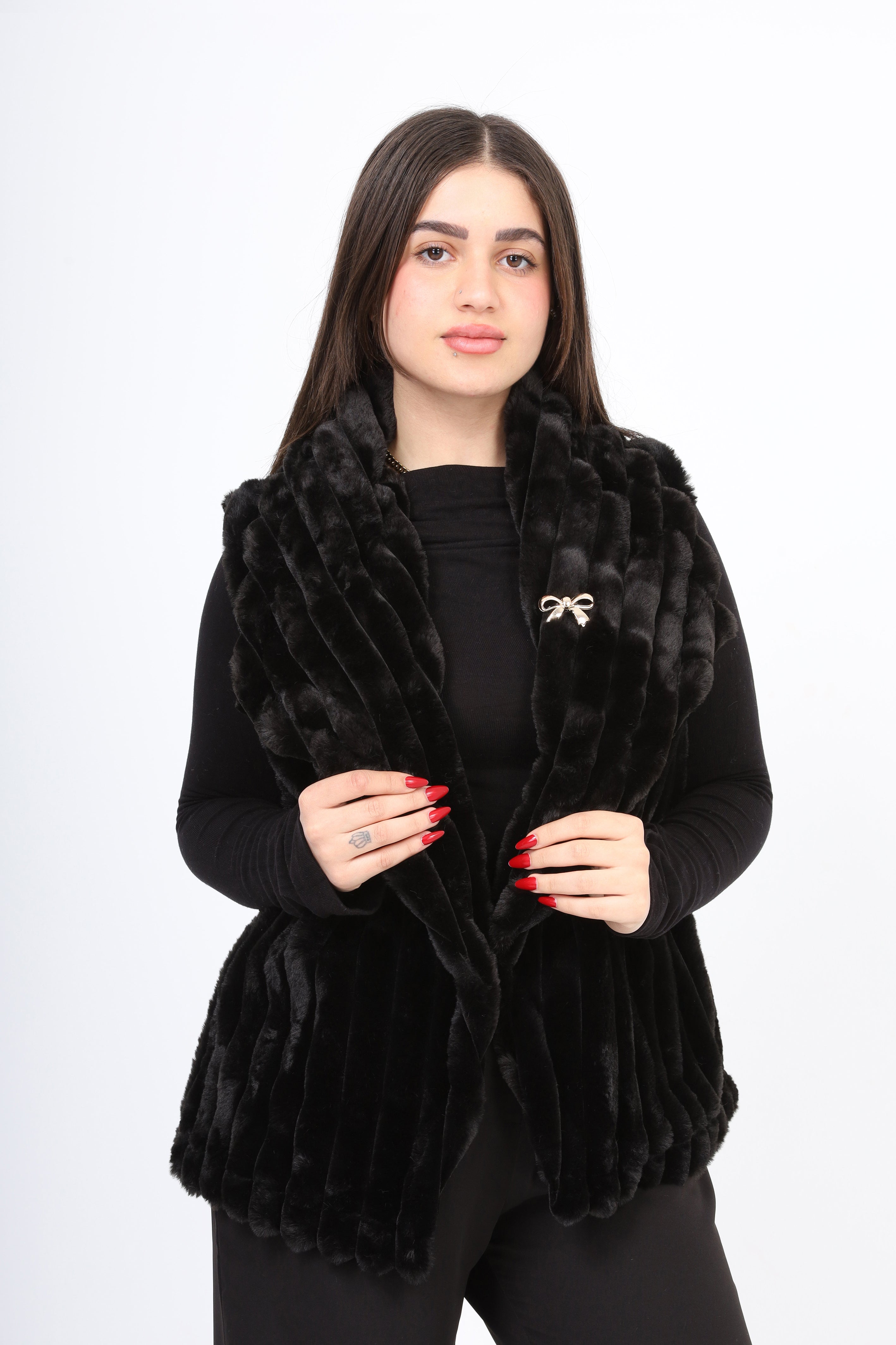 Sleeveless Faux Fur Puffer Vest w1626/345