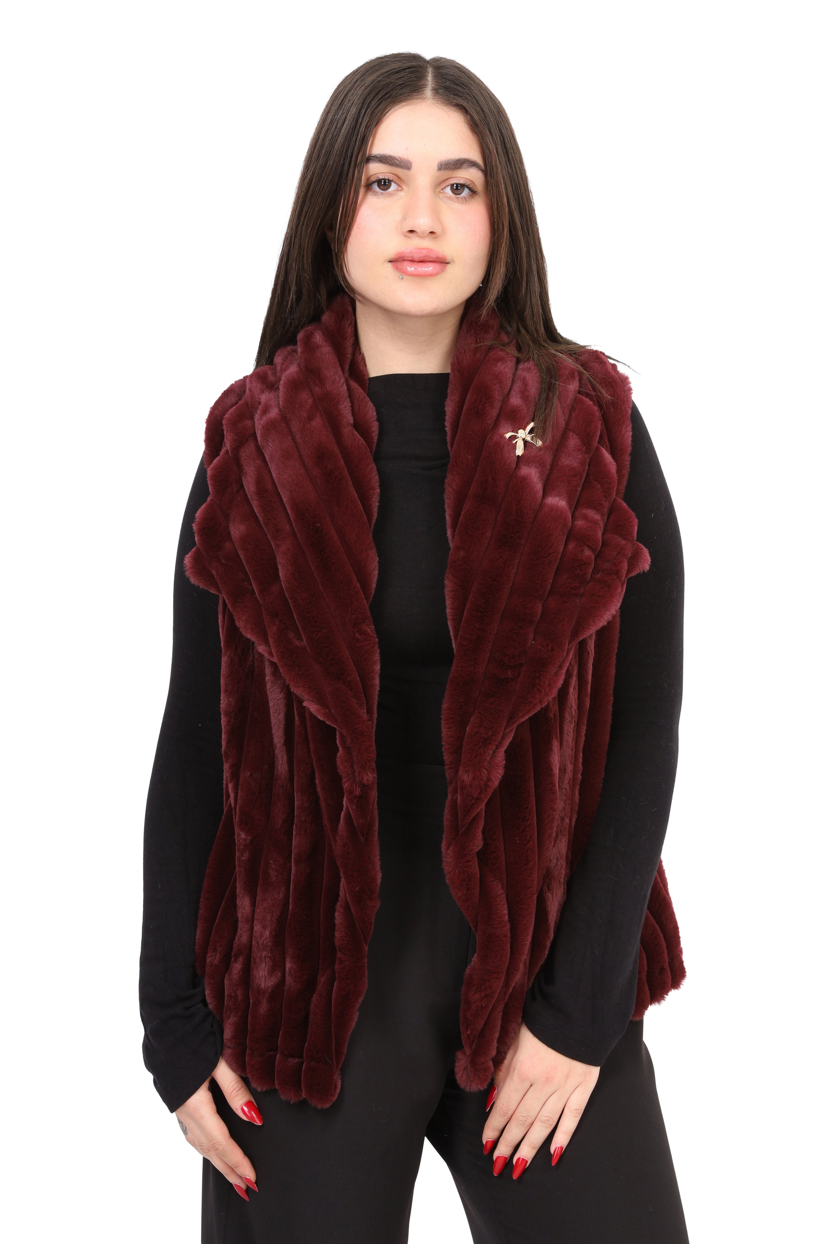 Sleeveless Faux Fur Puffer Vest w1626/345