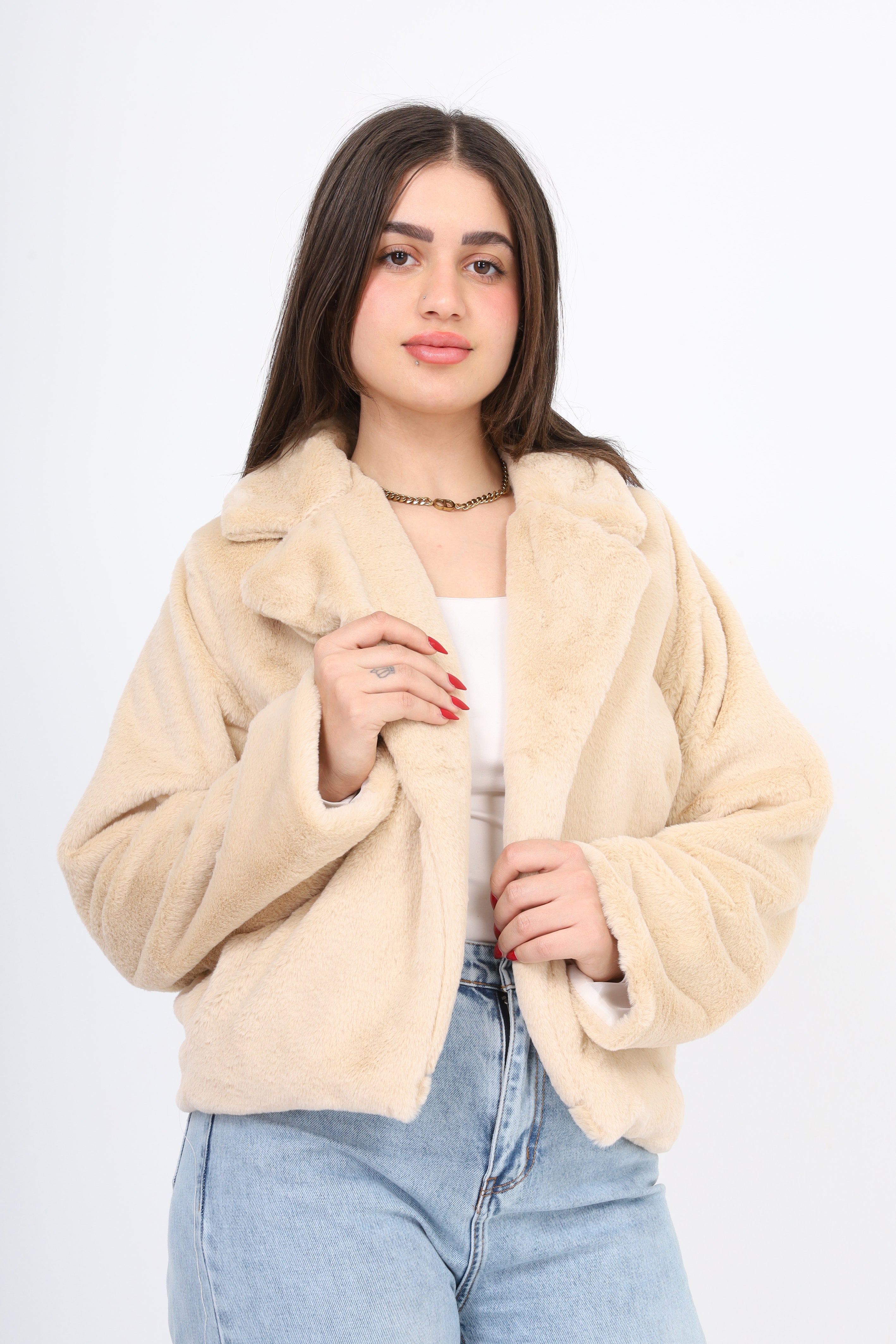 Faux Fur Jacket With Collar w1626/367