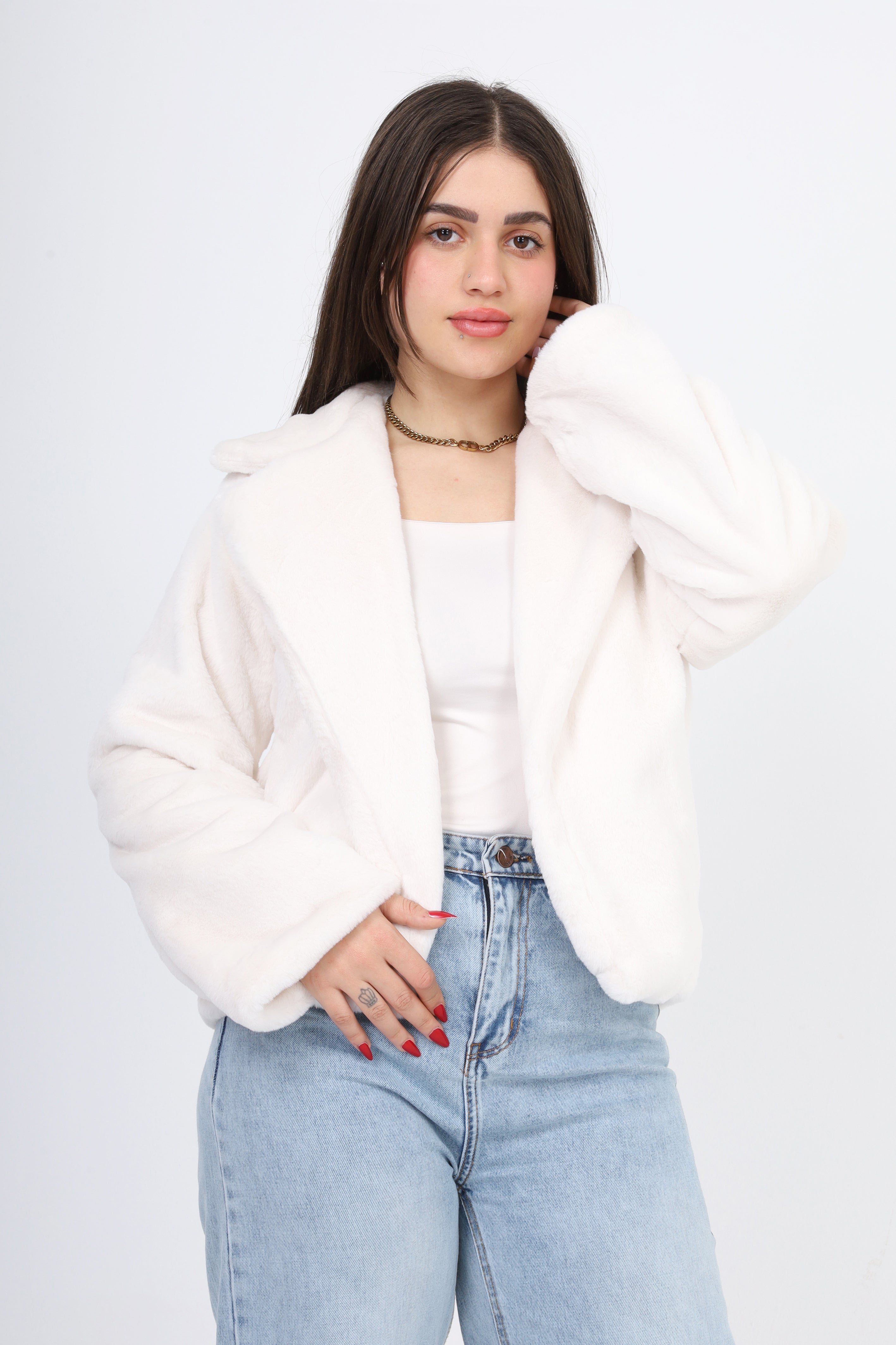 Faux Fur Jacket With Collar w1626/367