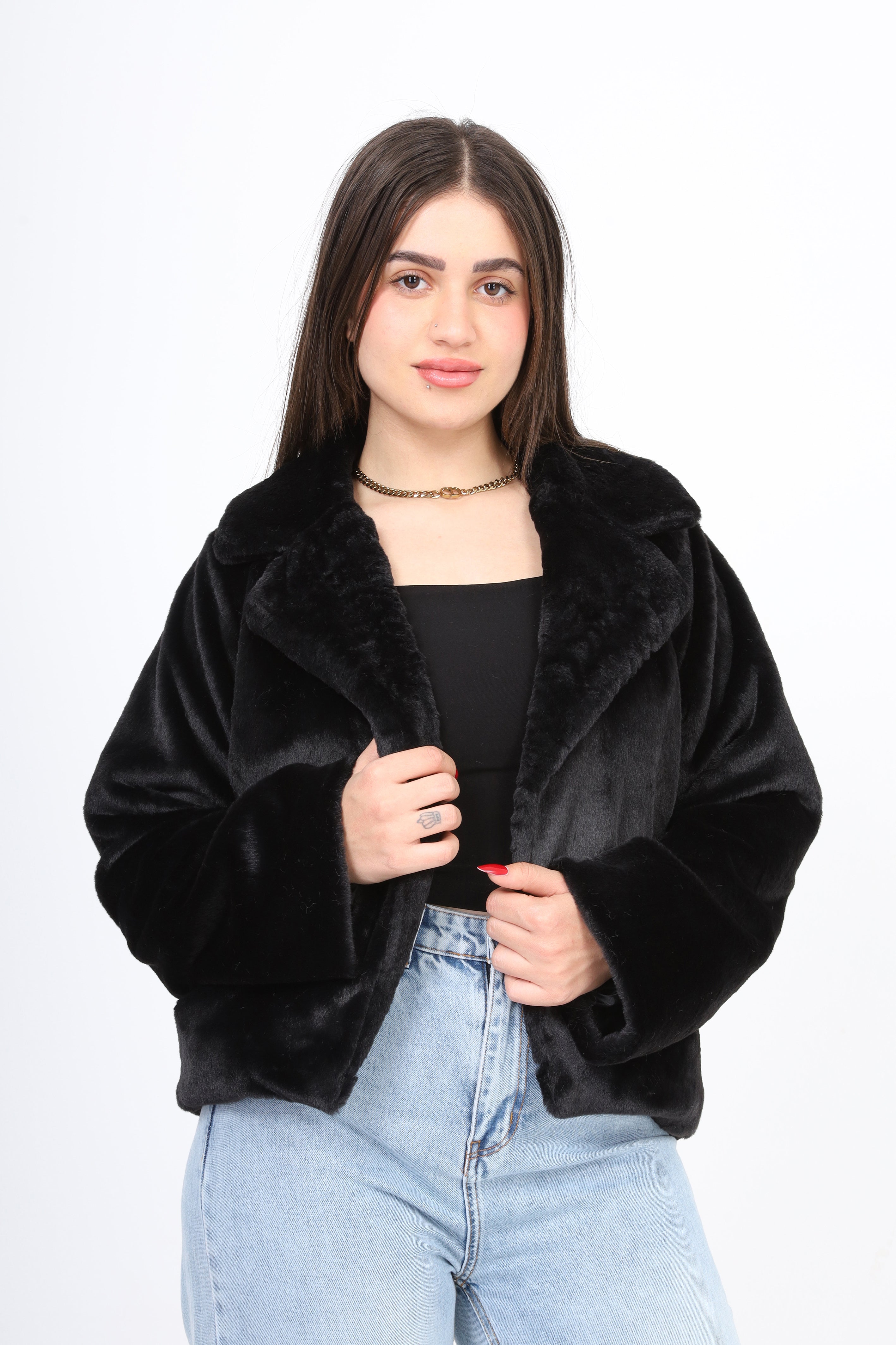 Faux Fur Jacket With Collar w1626/367