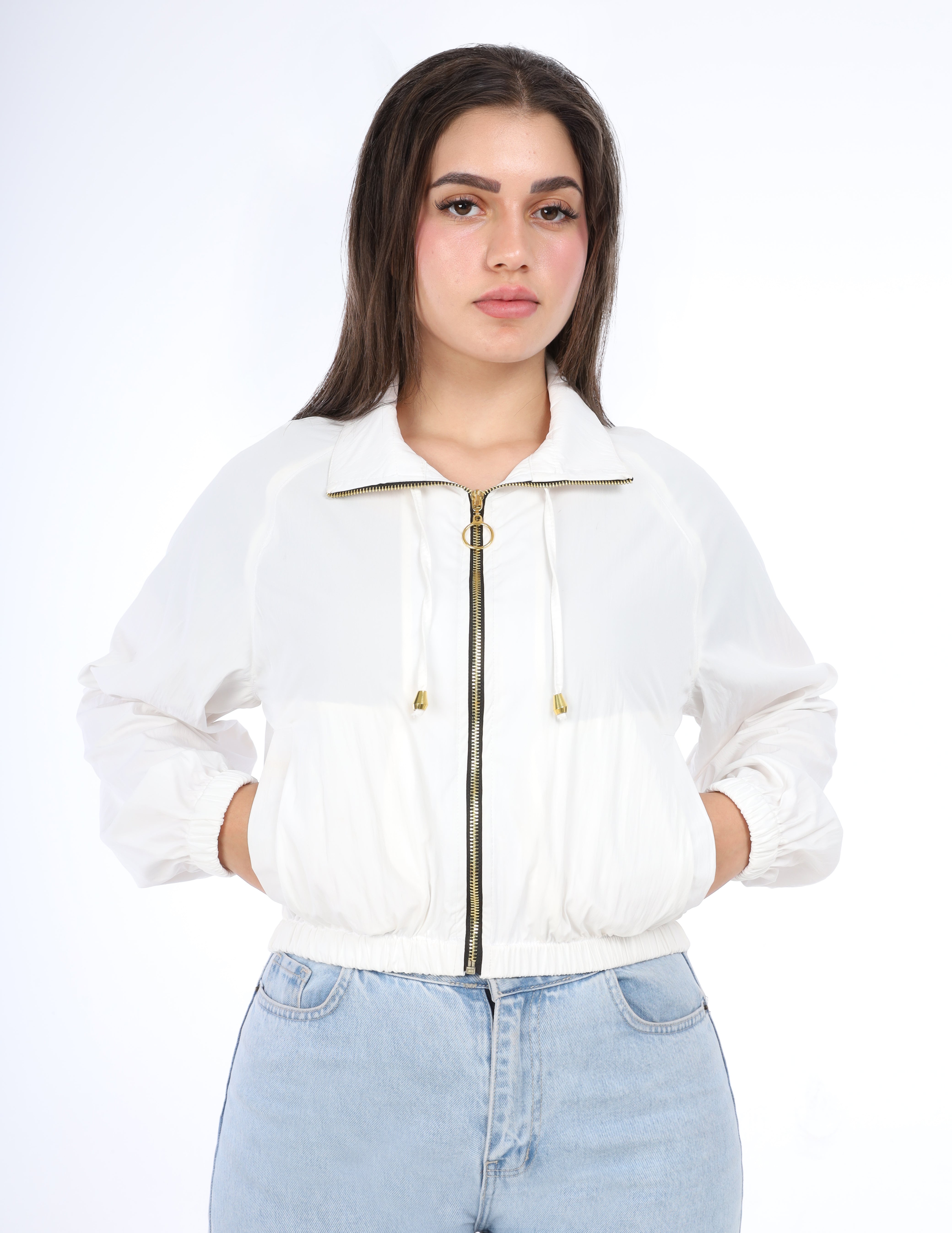 Zipper Cropped Jacket w1626124