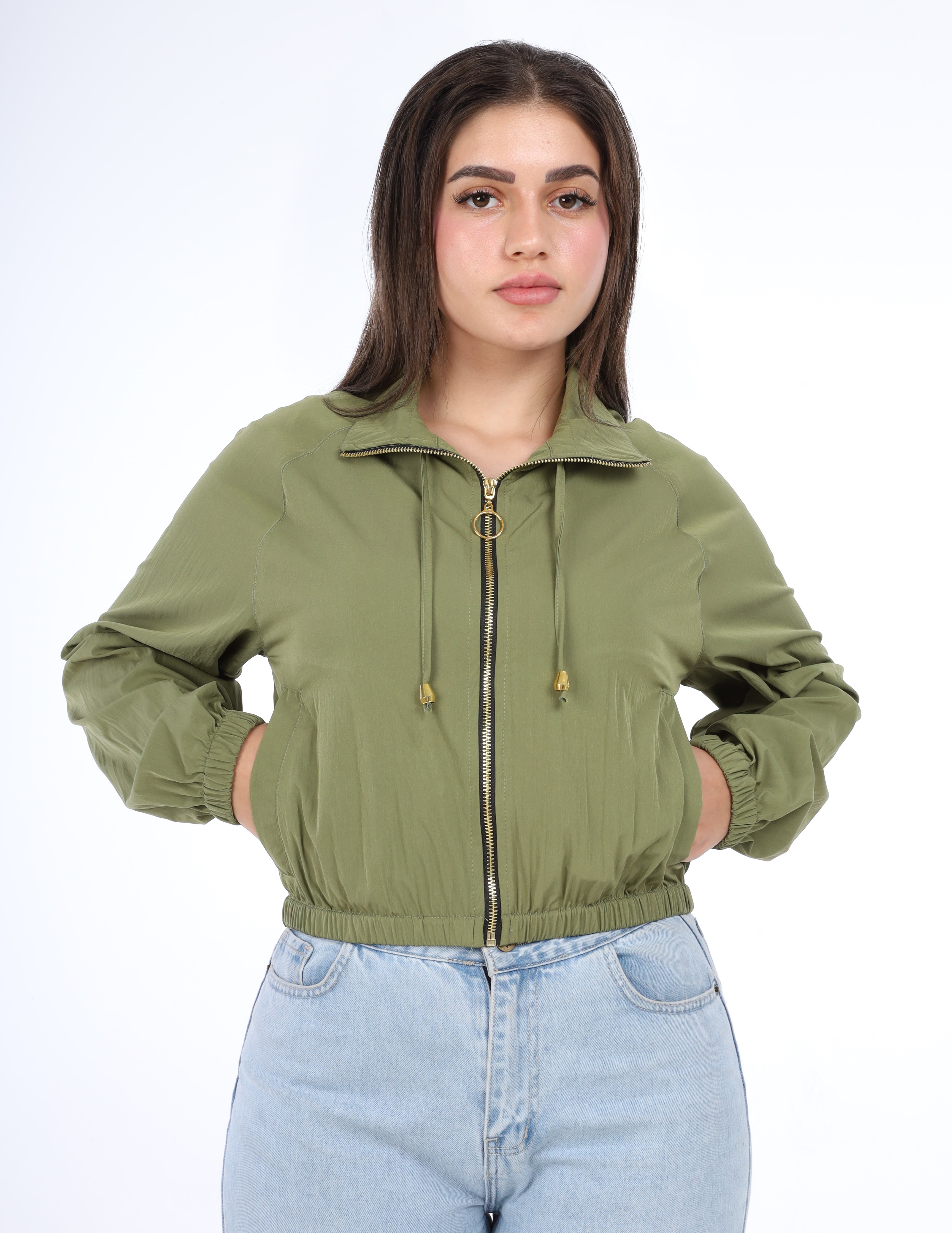 Zipper Cropped Jacket w1626124