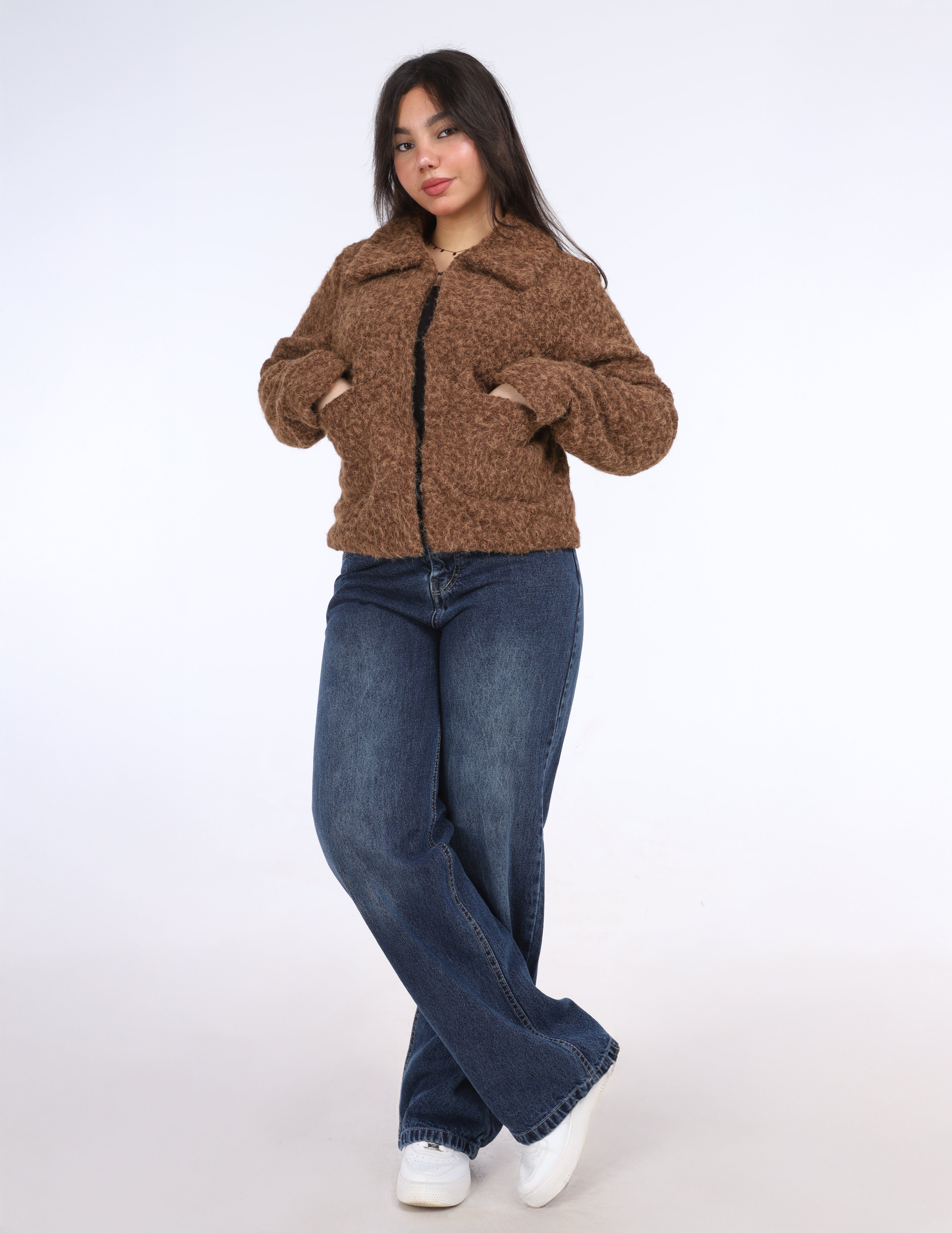 Cropped Textured Wool Jacket w1626238