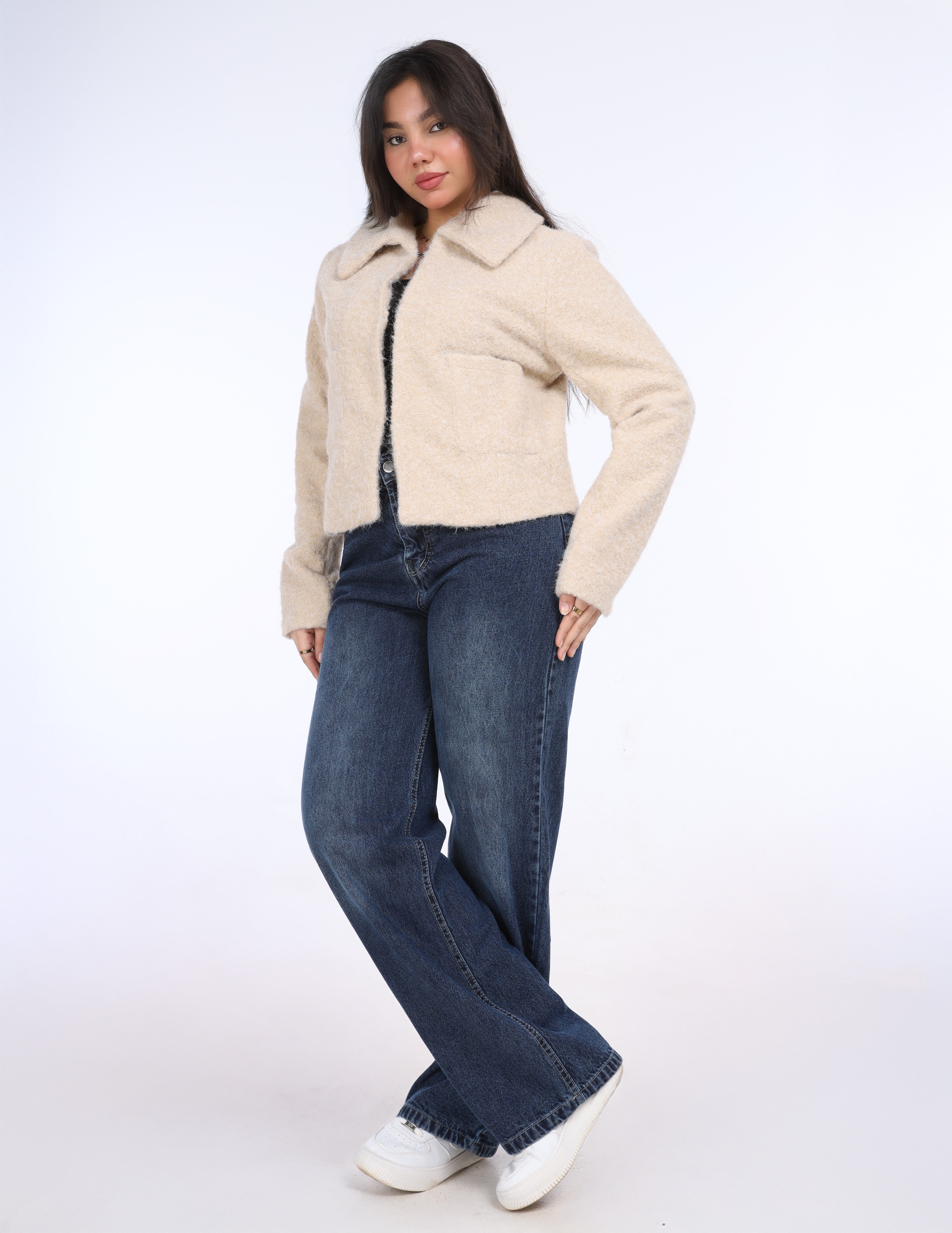 Cropped Textured Wool Jacket w1626238