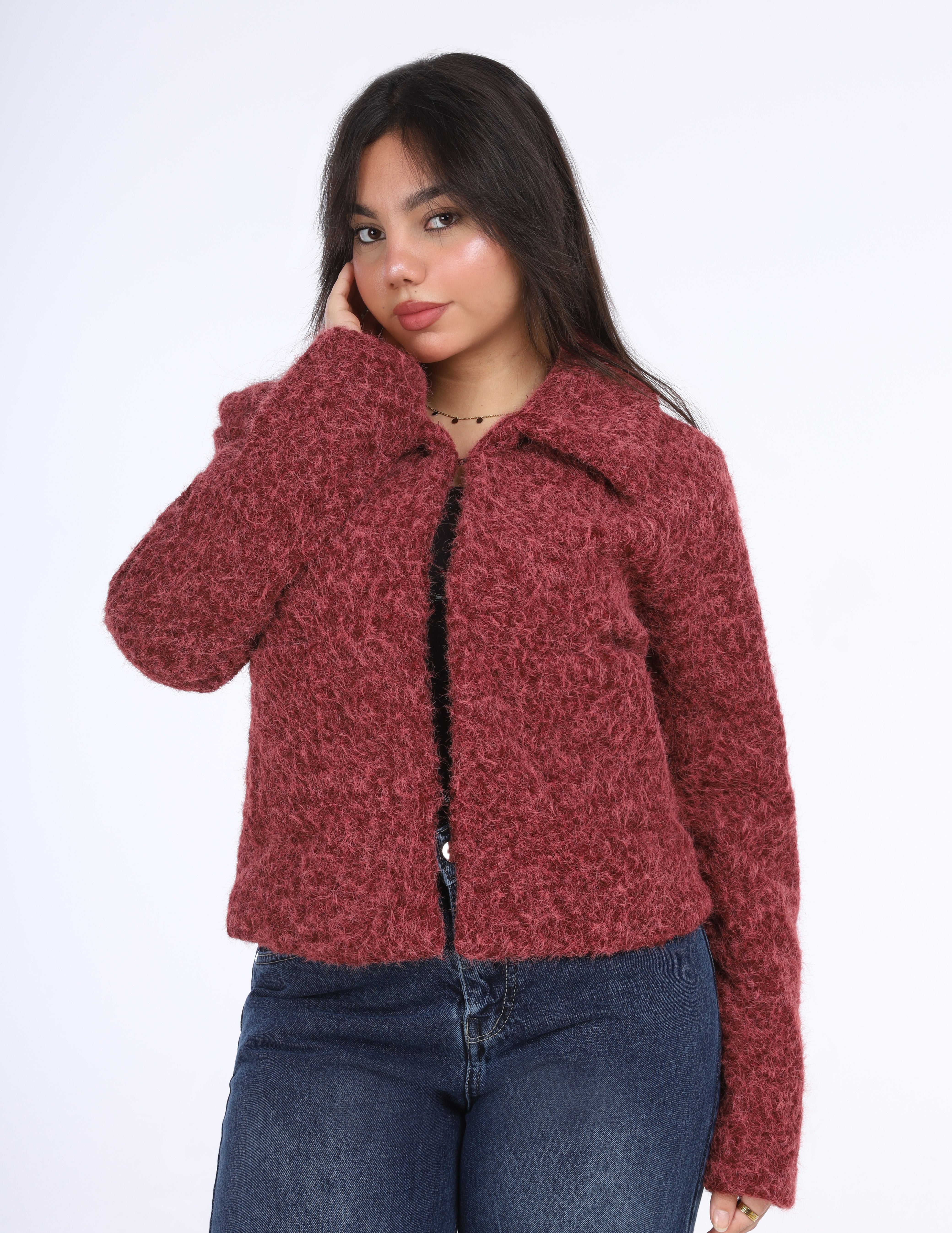 Cropped Textured Wool Jacket w1626238
